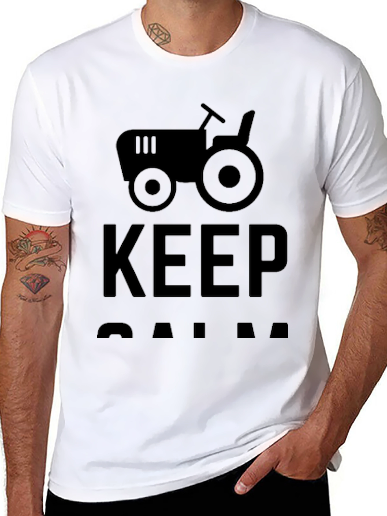 Keep Calm Tractor T-Shirt - Black