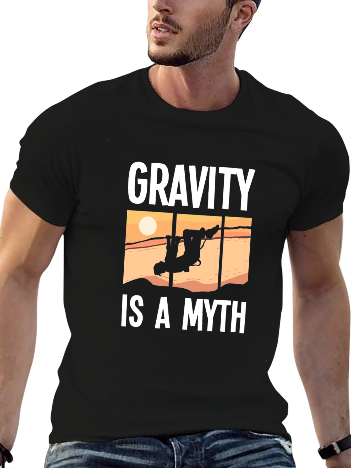 Gravity Is A Myth Funny Climbing T-Shirt