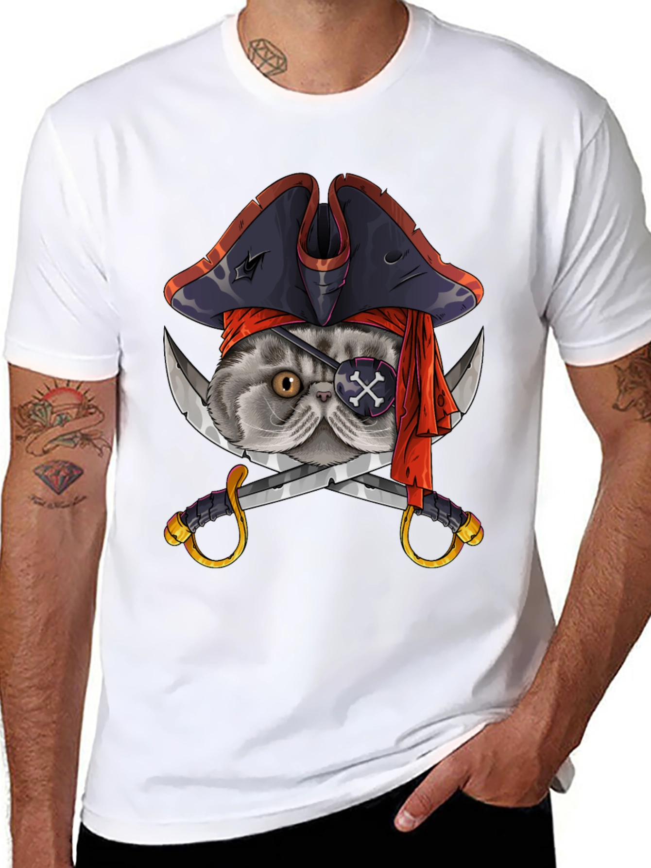 Pirate Cat T-Shirt - Novelty Graphic Tee