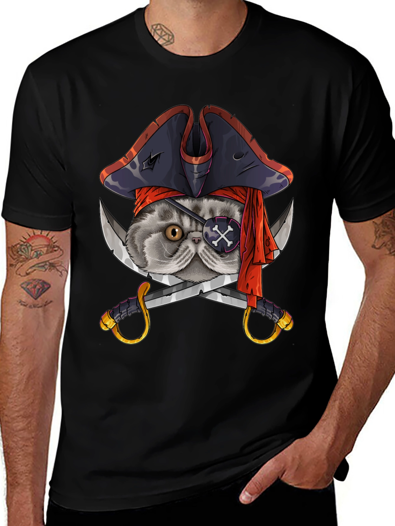 Pirate Cat T-Shirt - Novelty Graphic Tee