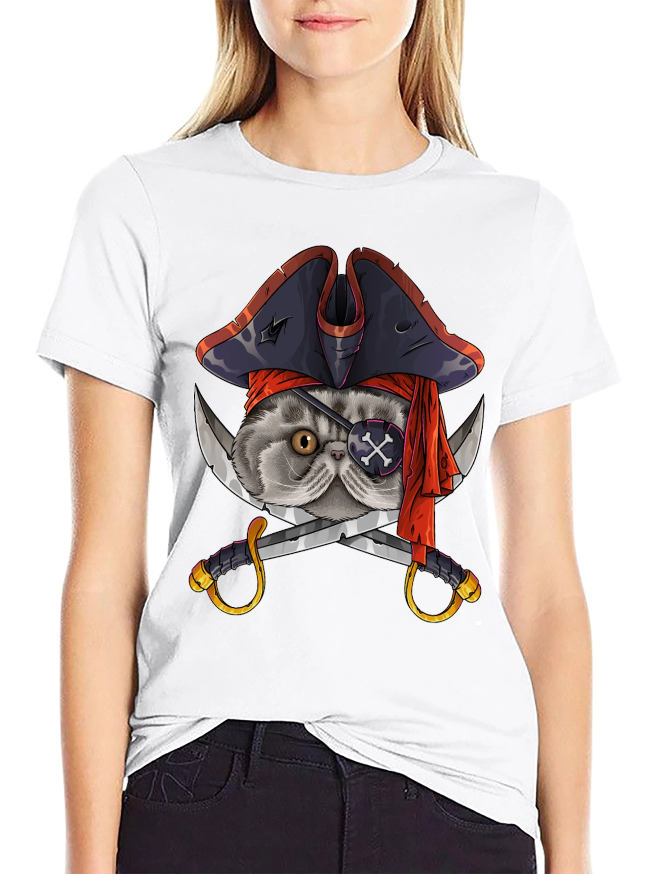 Pirate Cat T-Shirt - Novelty Graphic Tee