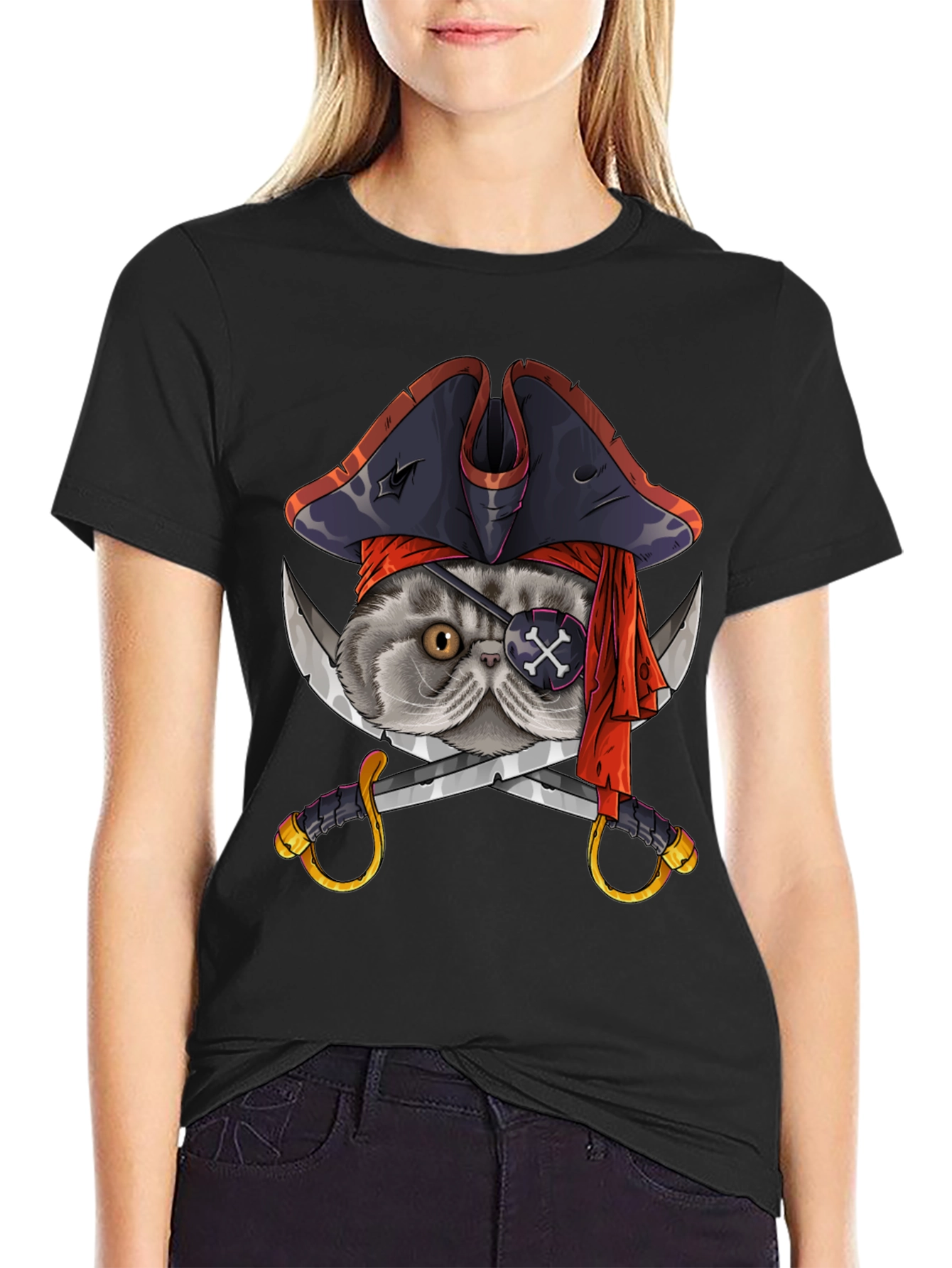 Pirate Cat T-Shirt - Novelty Graphic Tee