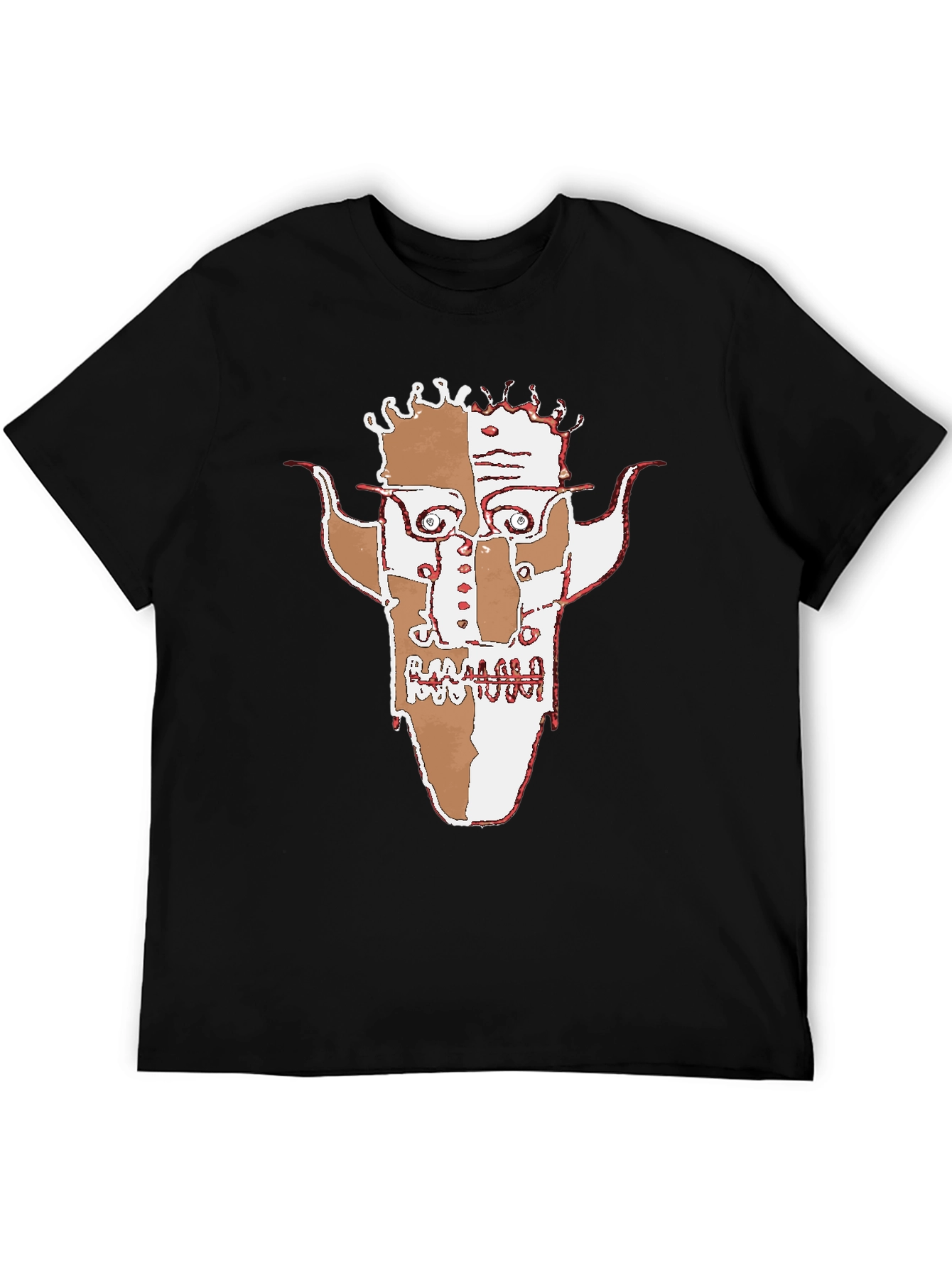 Abstract Face Graphic Black T-Shirt
