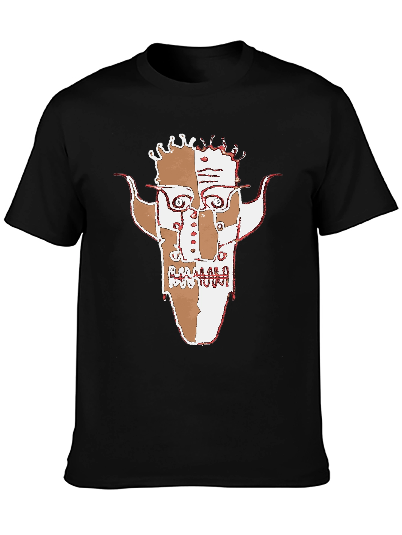 Abstract Face Graphic Black T-Shirt