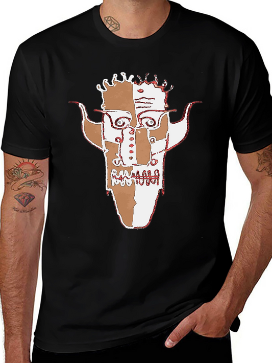 Abstract Face Graphic Black T-Shirt
