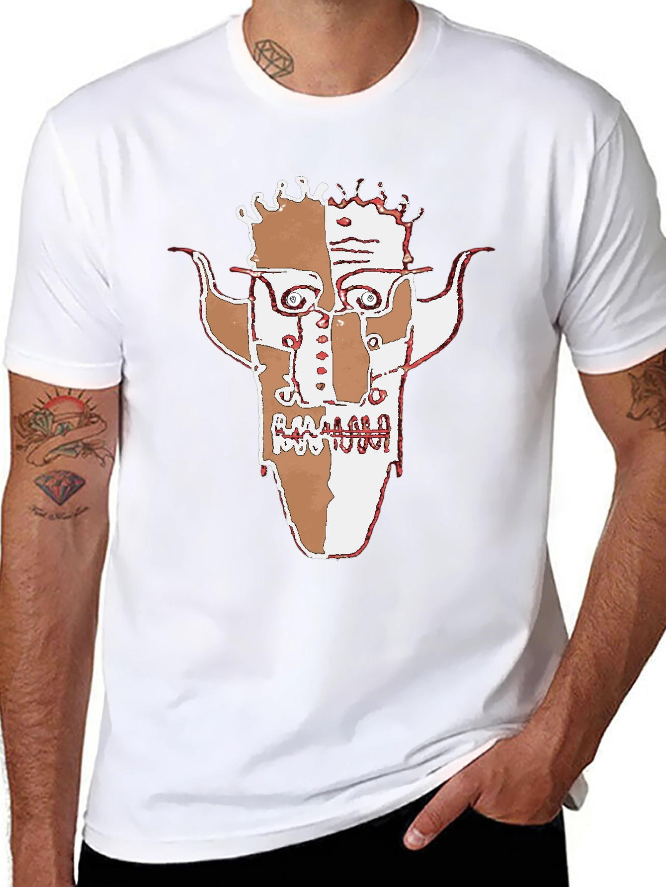 Abstract Face Graphic Black T-Shirt