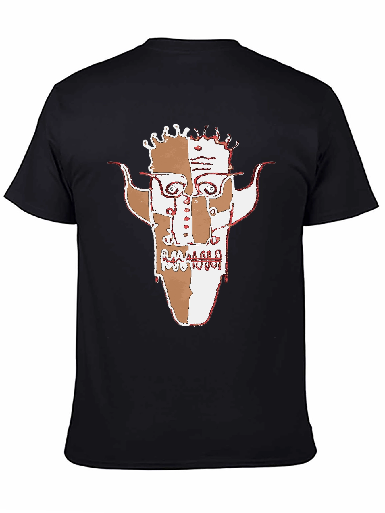 Abstract Face Graphic Black T-Shirt