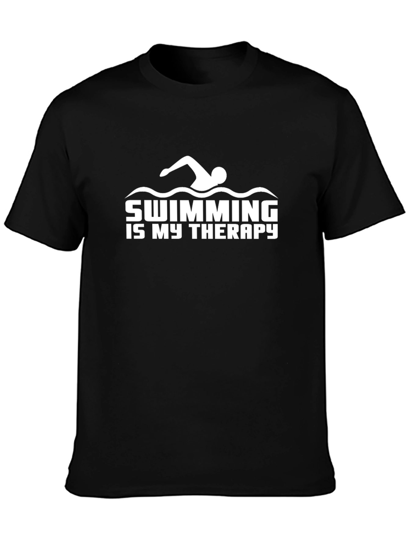 Swimming is My Therapy Black Graphic Tee