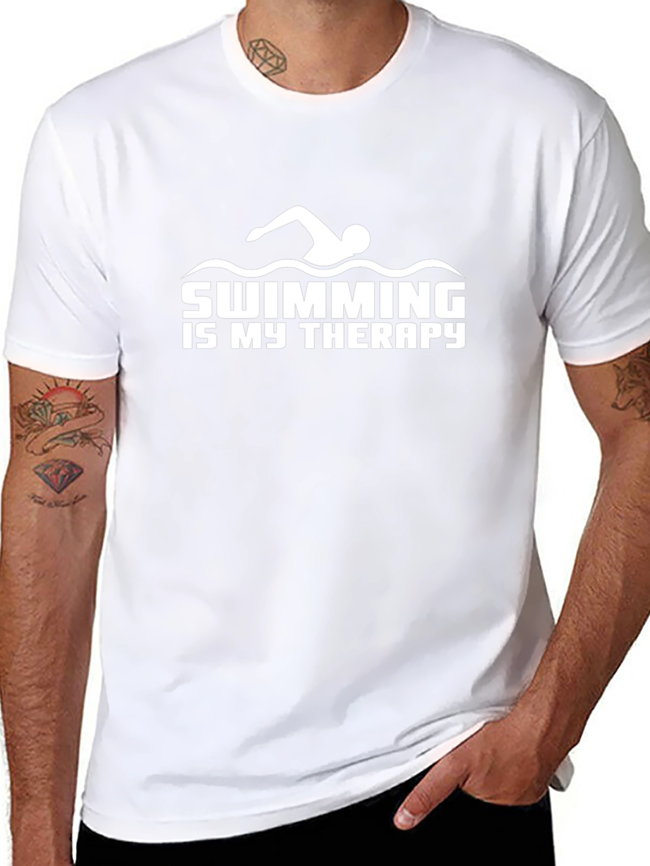 Swimming is My Therapy Black Graphic Tee