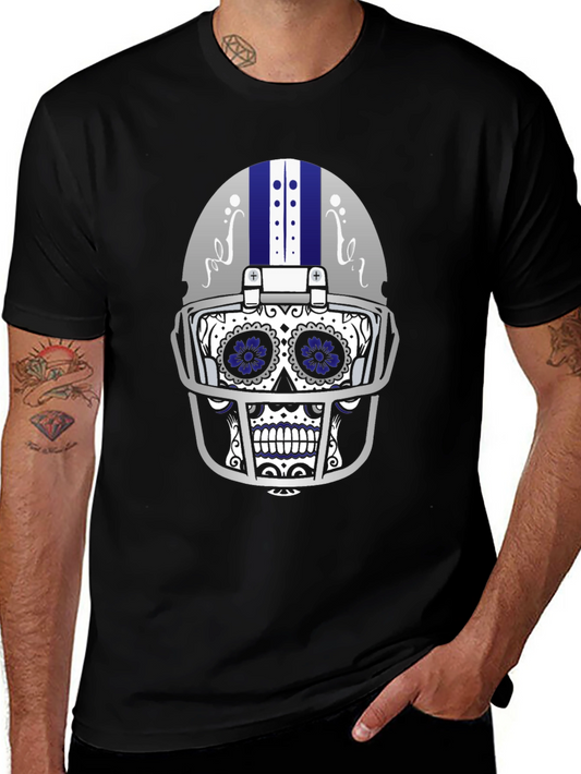 Sugar Skull Football Helmet Graphic T-Shirt