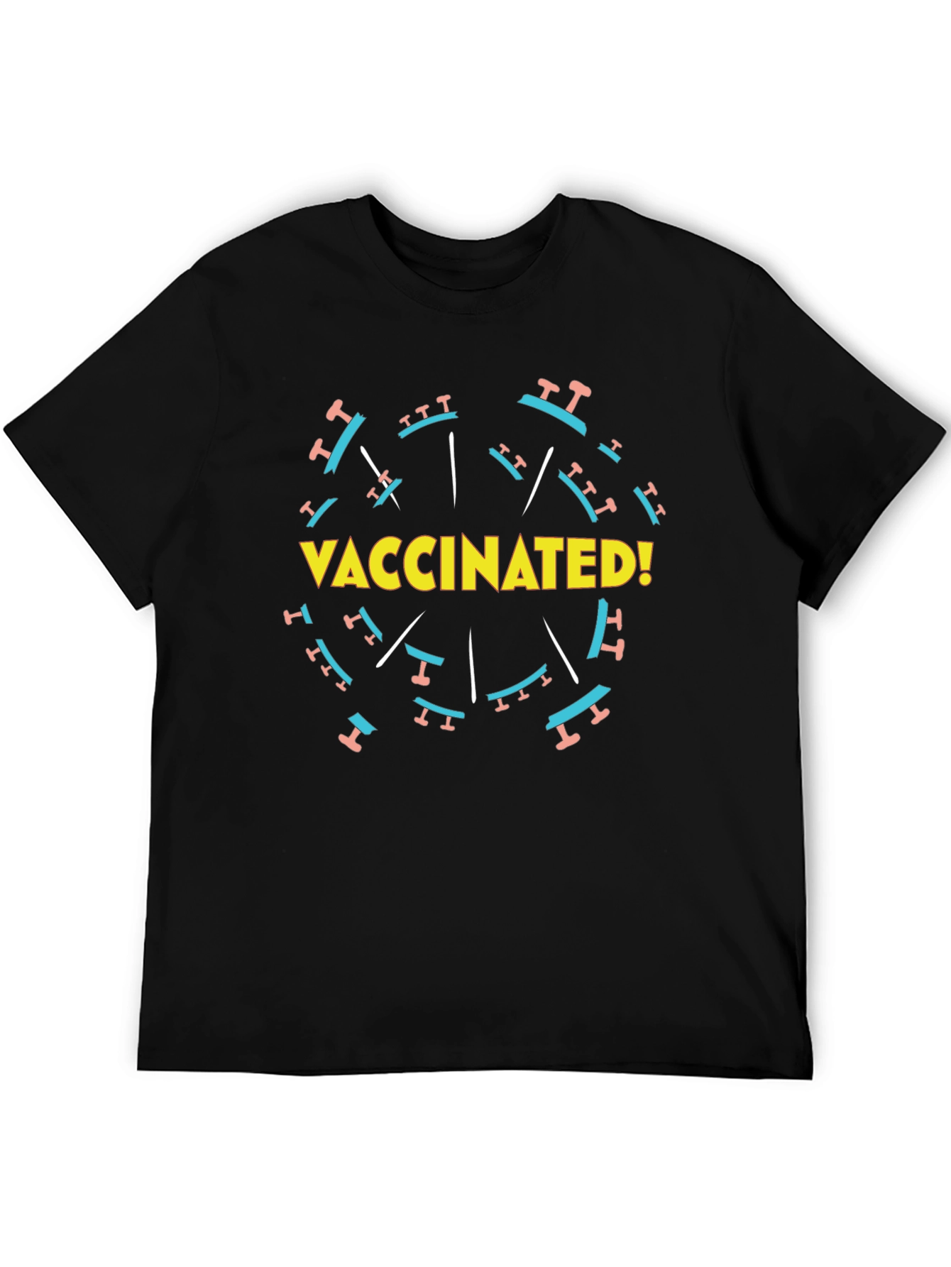 Vaccinated! Graphic Tee - Black Crew Neck T-Shirt