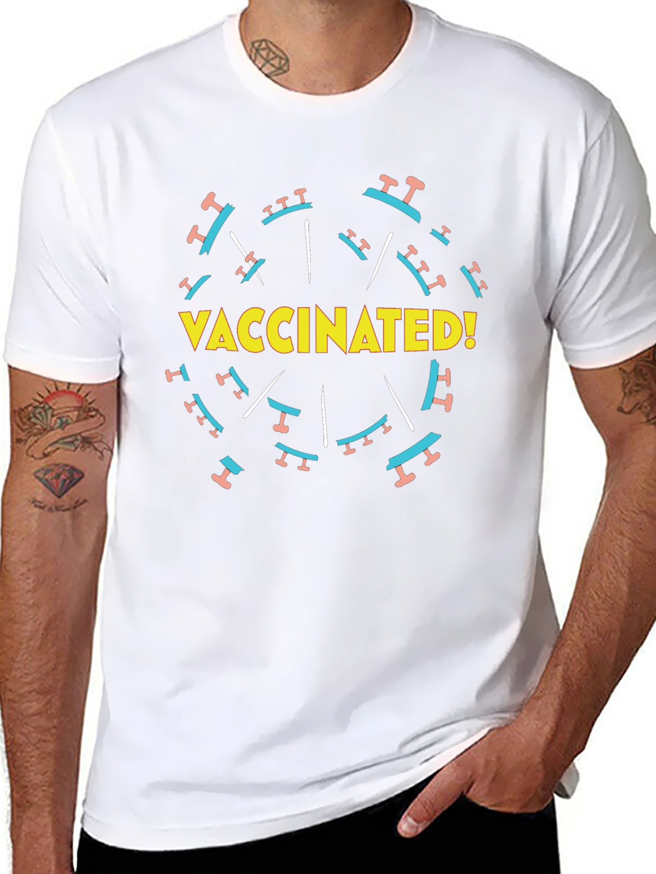 Vaccinated! Graphic Tee - Black Crew Neck T-Shirt