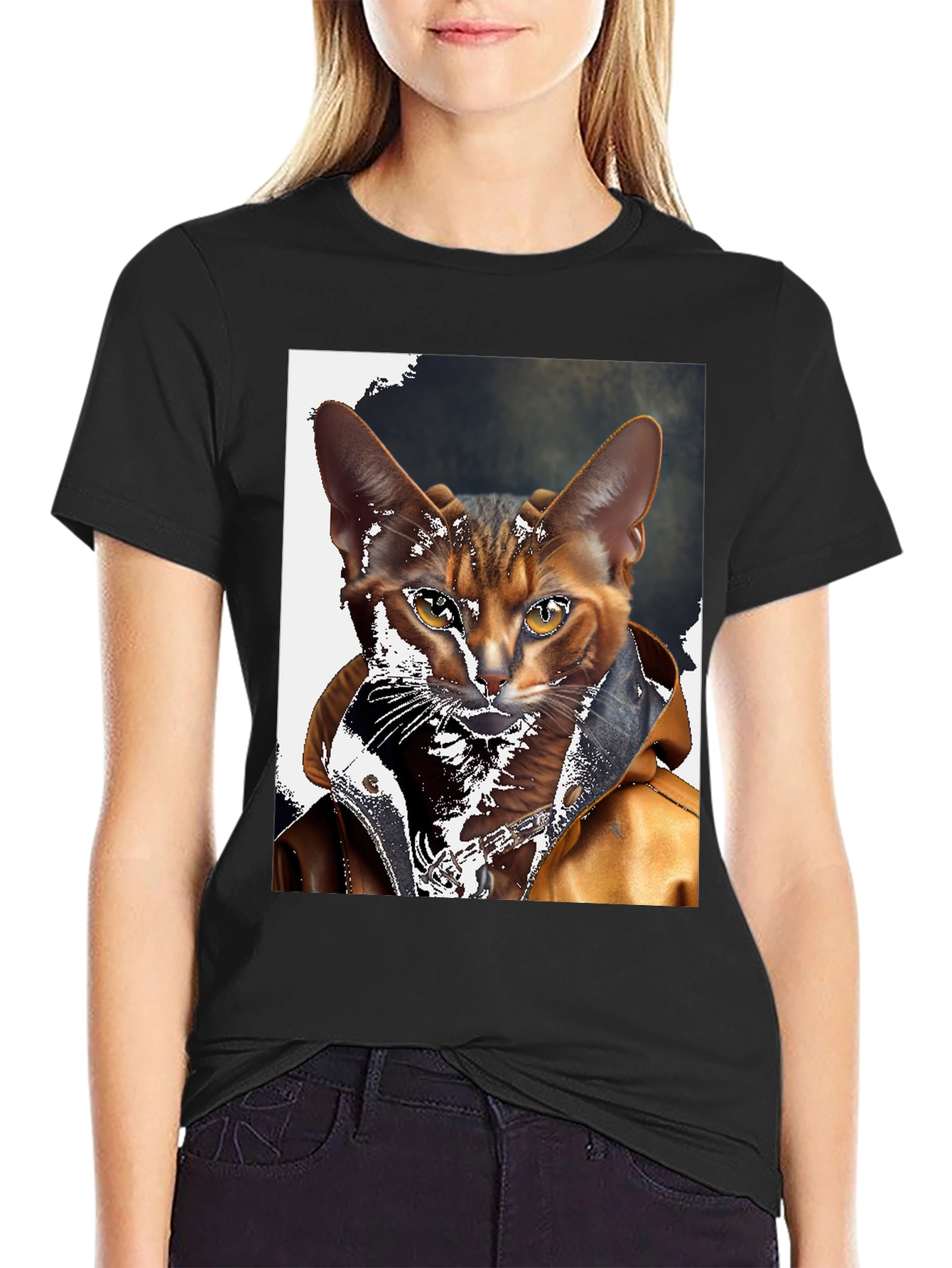 Cool Cat Biker T-Shirt - Rocker Style