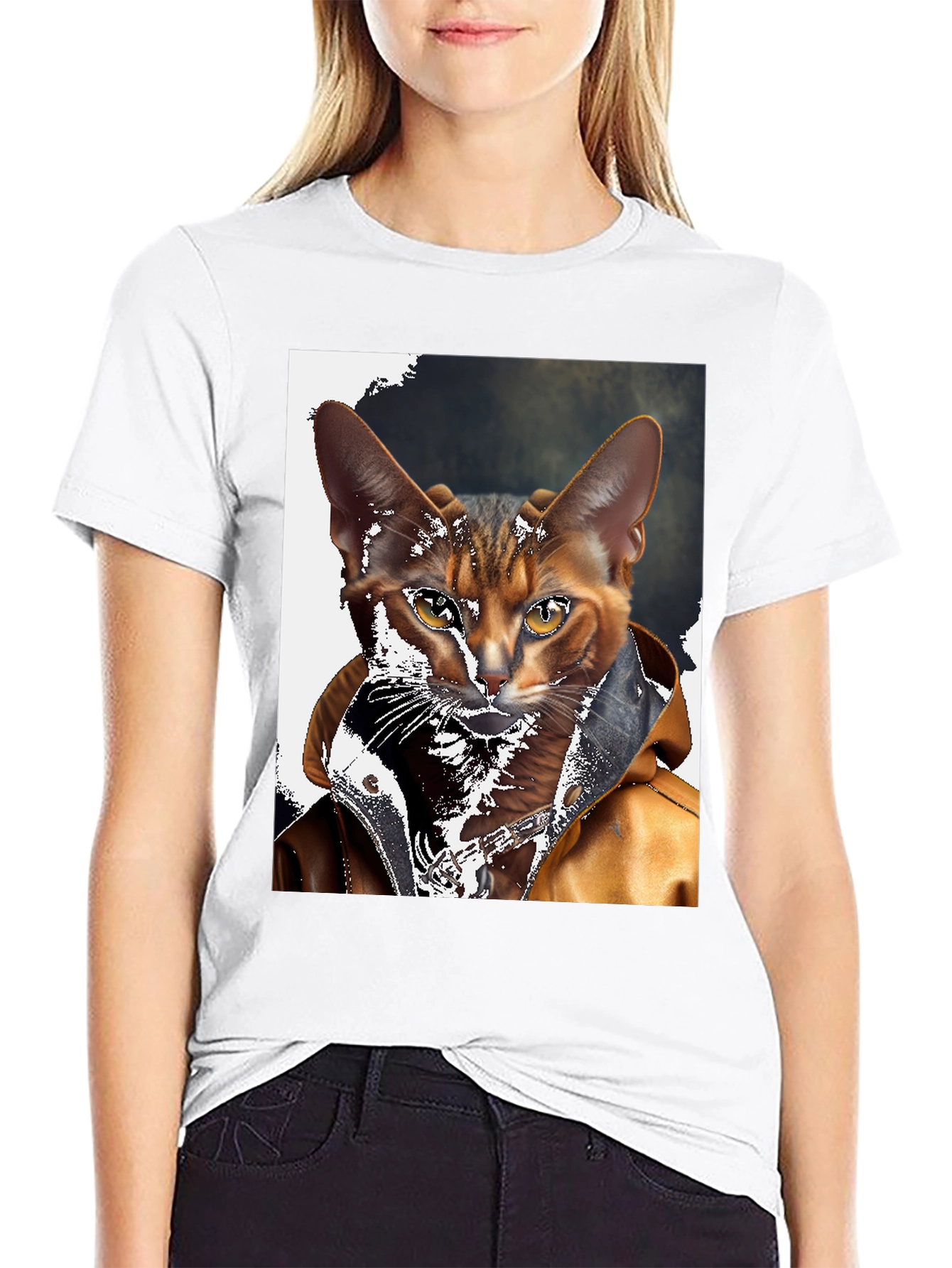 Cool Cat Biker T-Shirt - Rocker Style