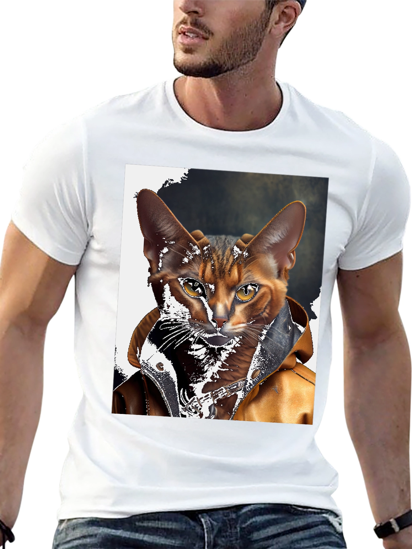 Cool Cat Biker T-Shirt - Rocker Style