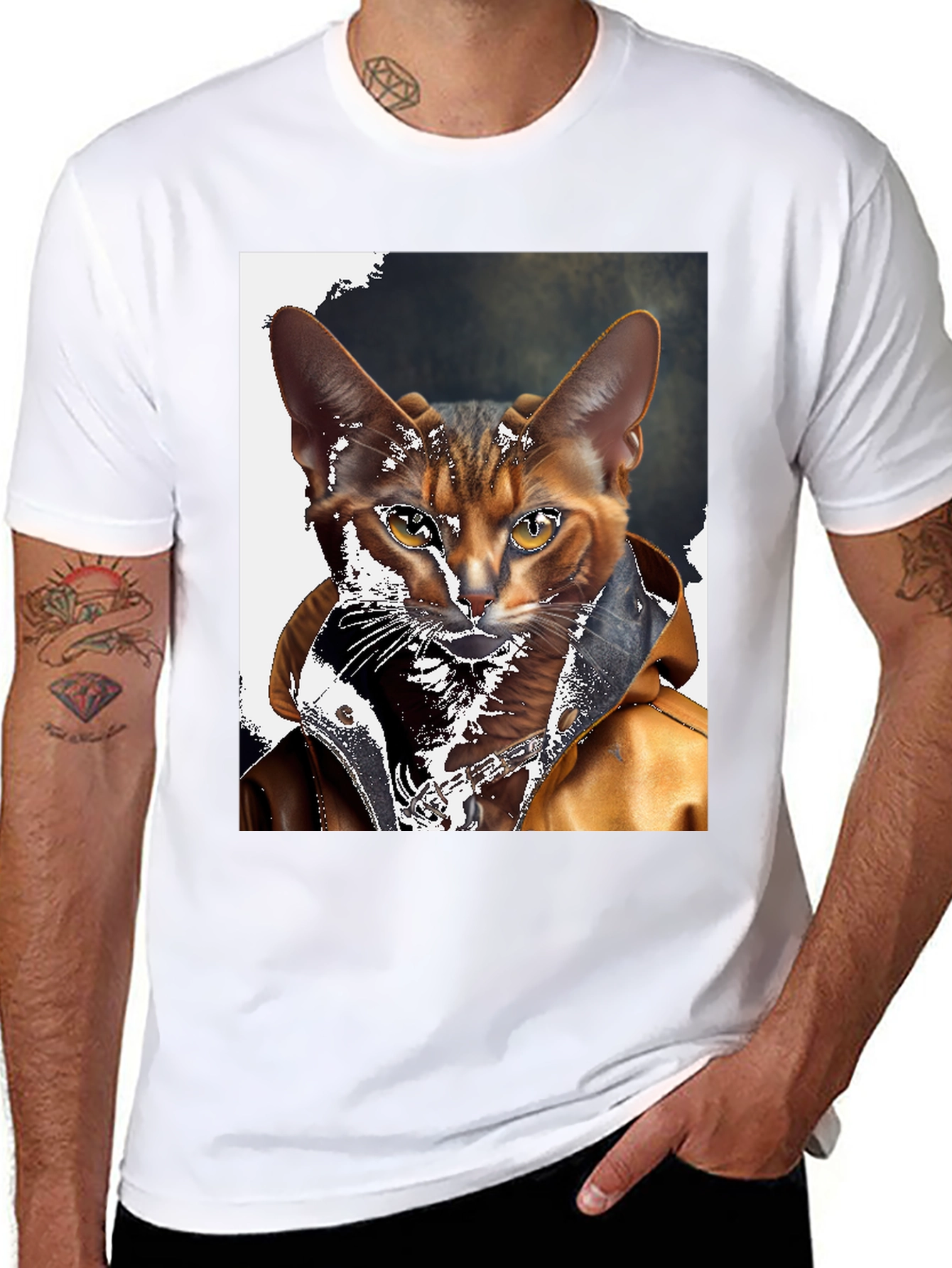 Cool Cat Biker T-Shirt - Rocker Style