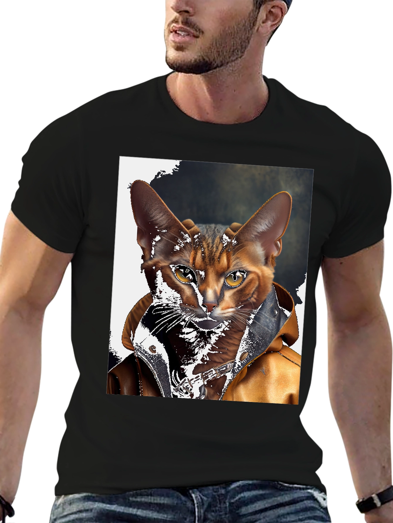 Cool Cat Biker T-Shirt - Rocker Style