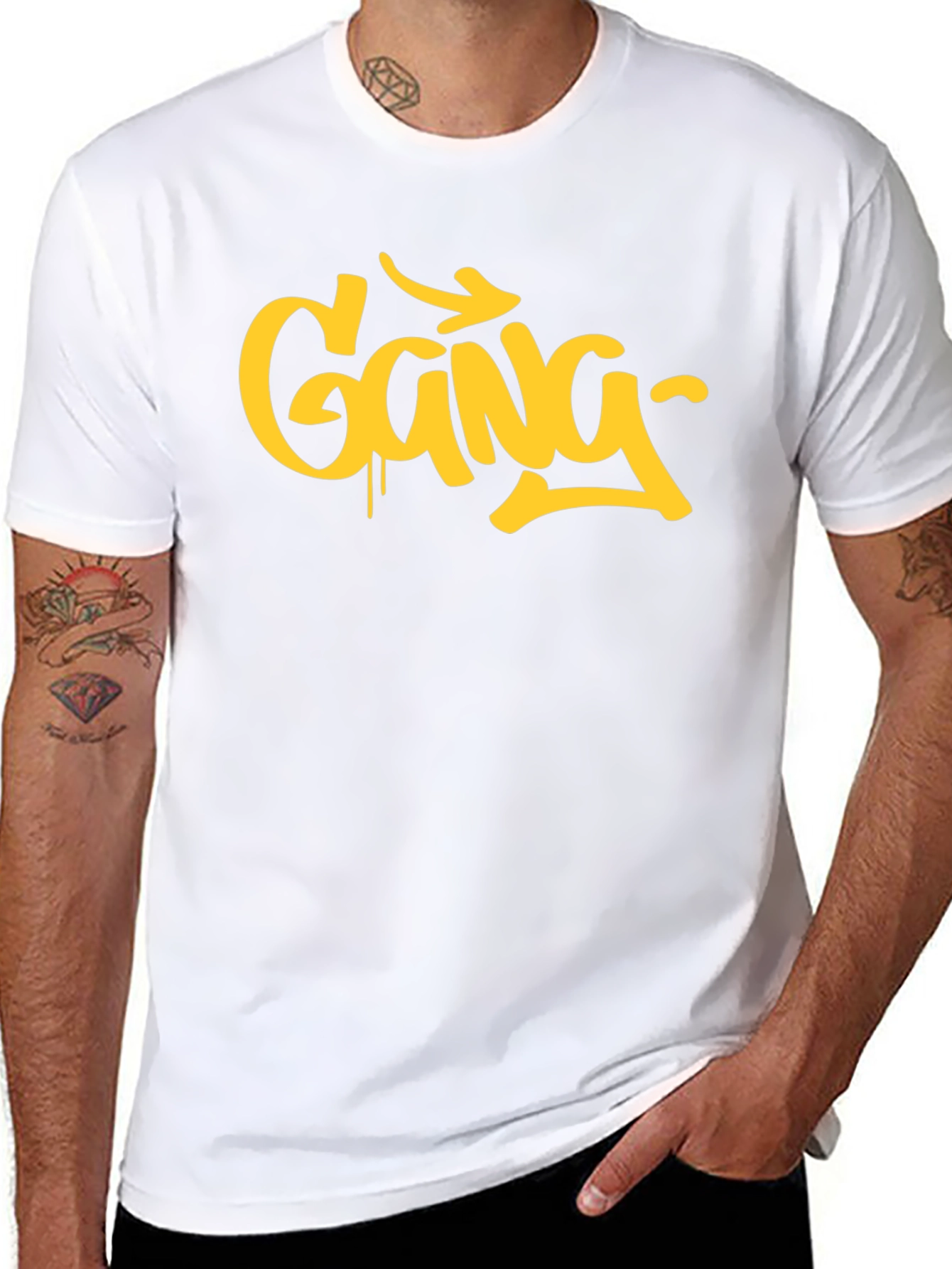 Urban Style Gang Graphic Print Black T-Shirt