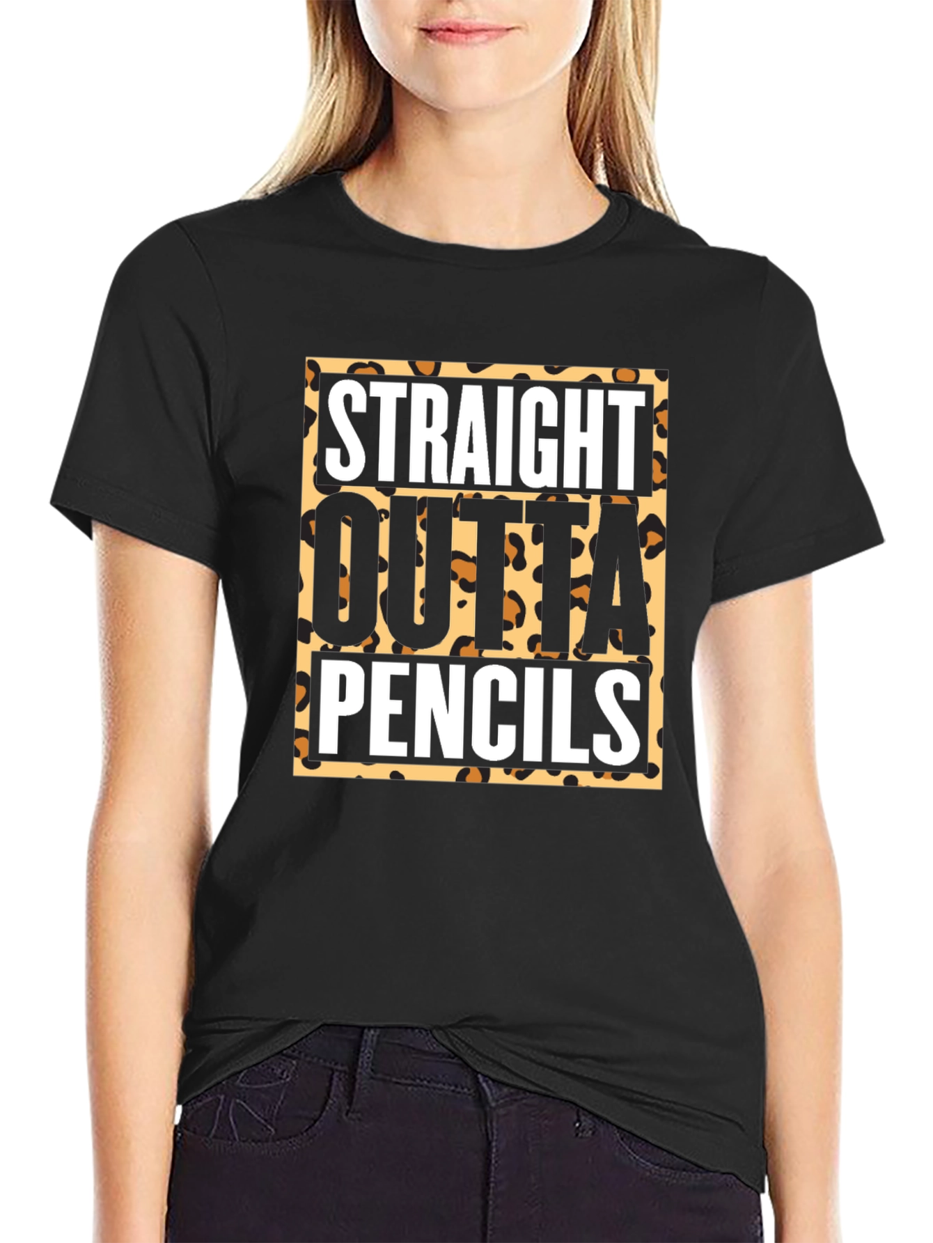 Straight Outta Pencils T-Shirt - Leopard Print