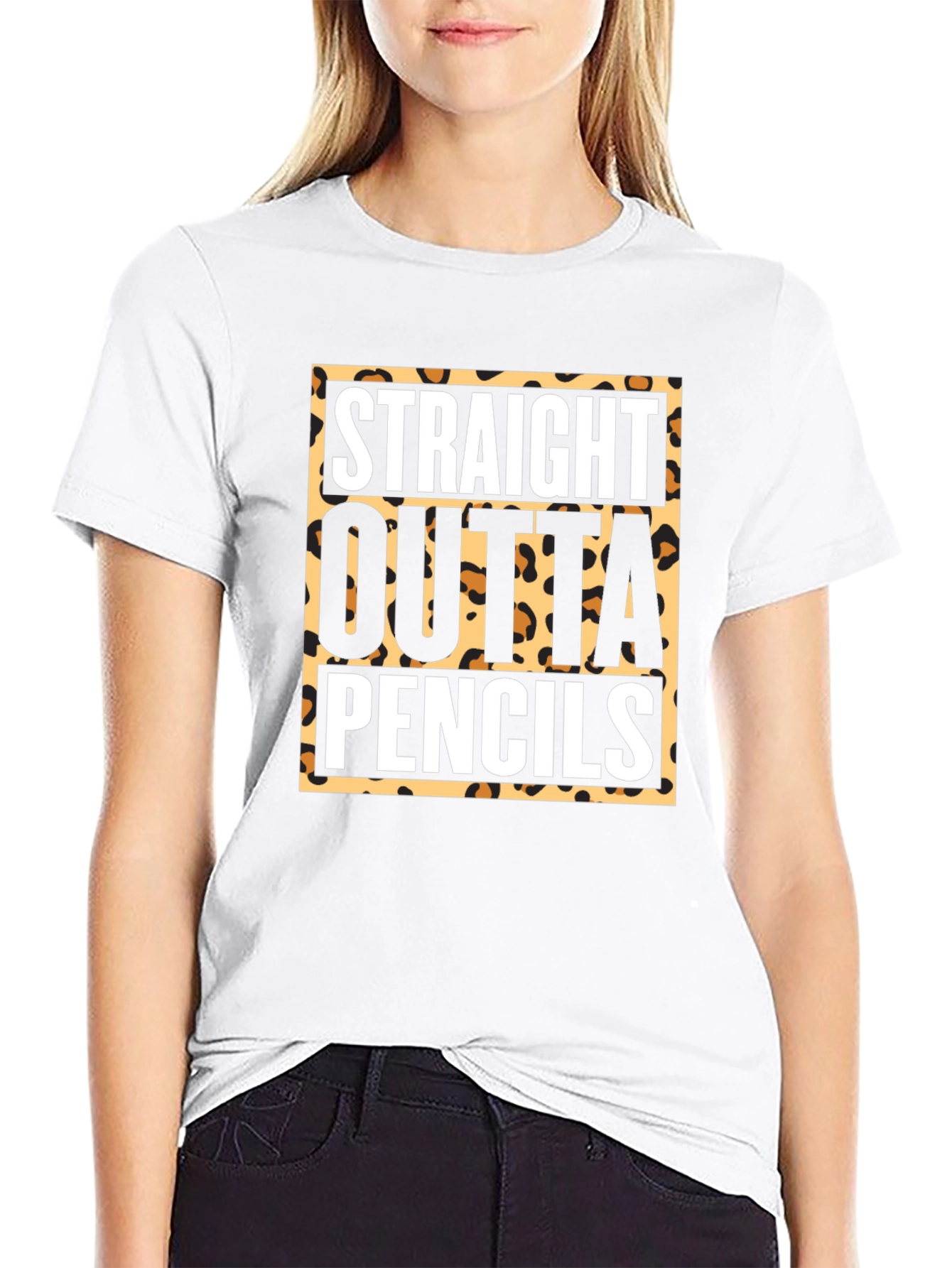 Straight Outta Pencils T-Shirt - Leopard Print