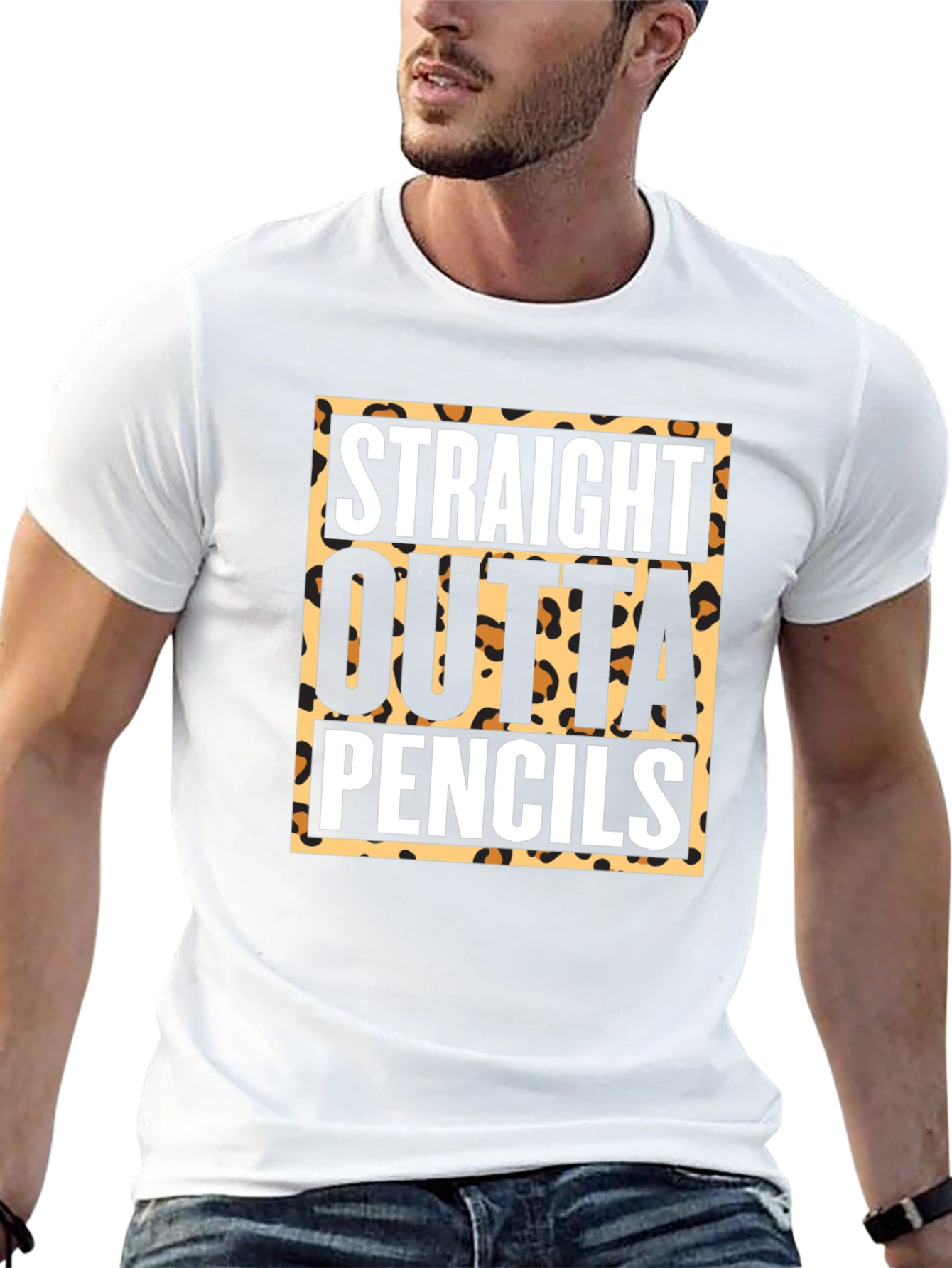 Straight Outta Pencils T-Shirt - Leopard Print