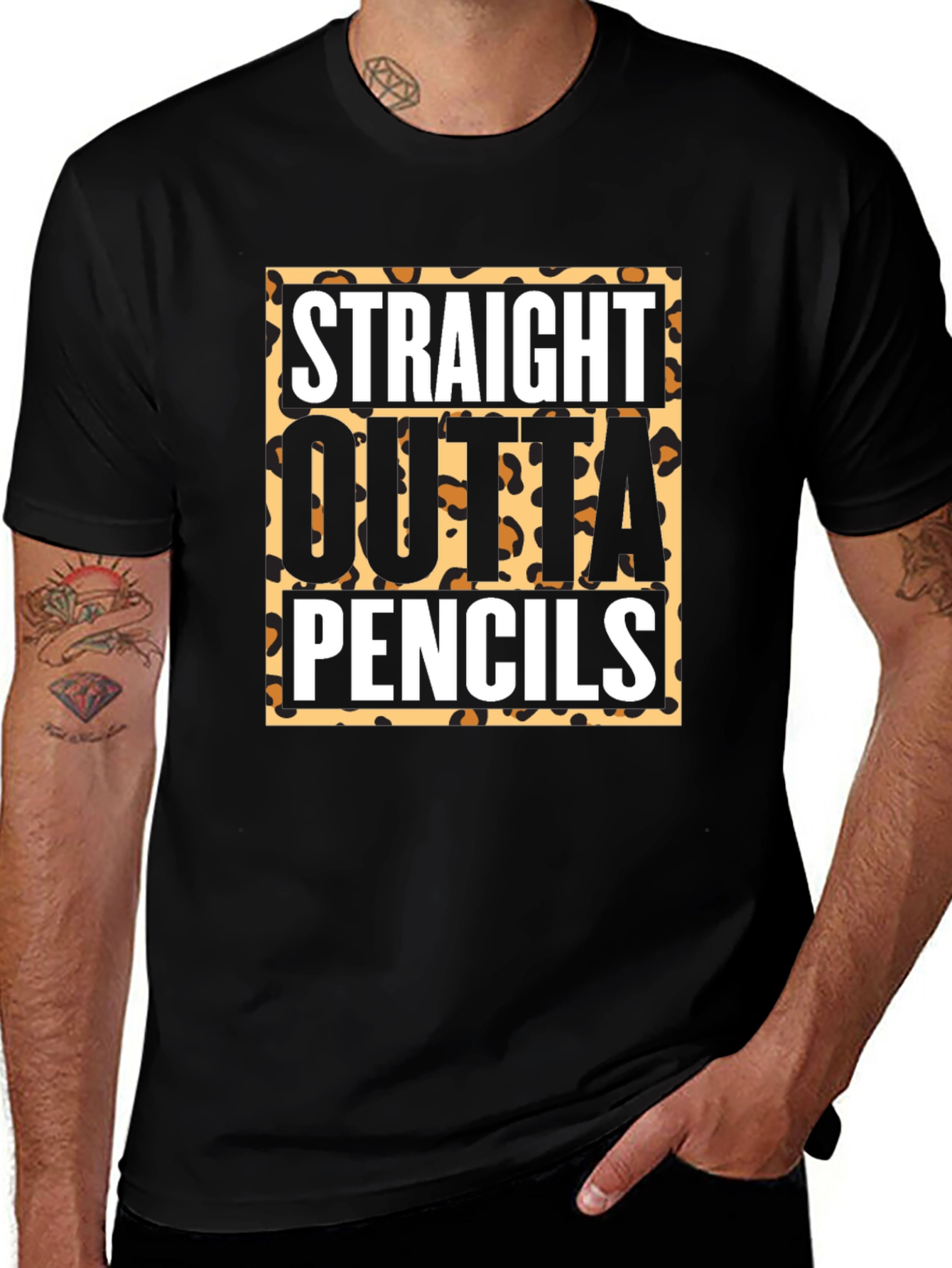 Straight Outta Pencils T-Shirt - Leopard Print