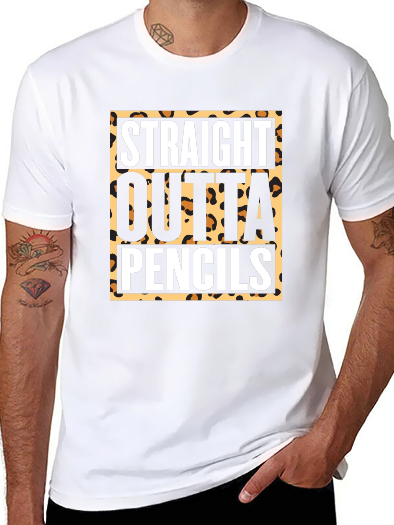 Straight Outta Pencils T-Shirt - Leopard Print