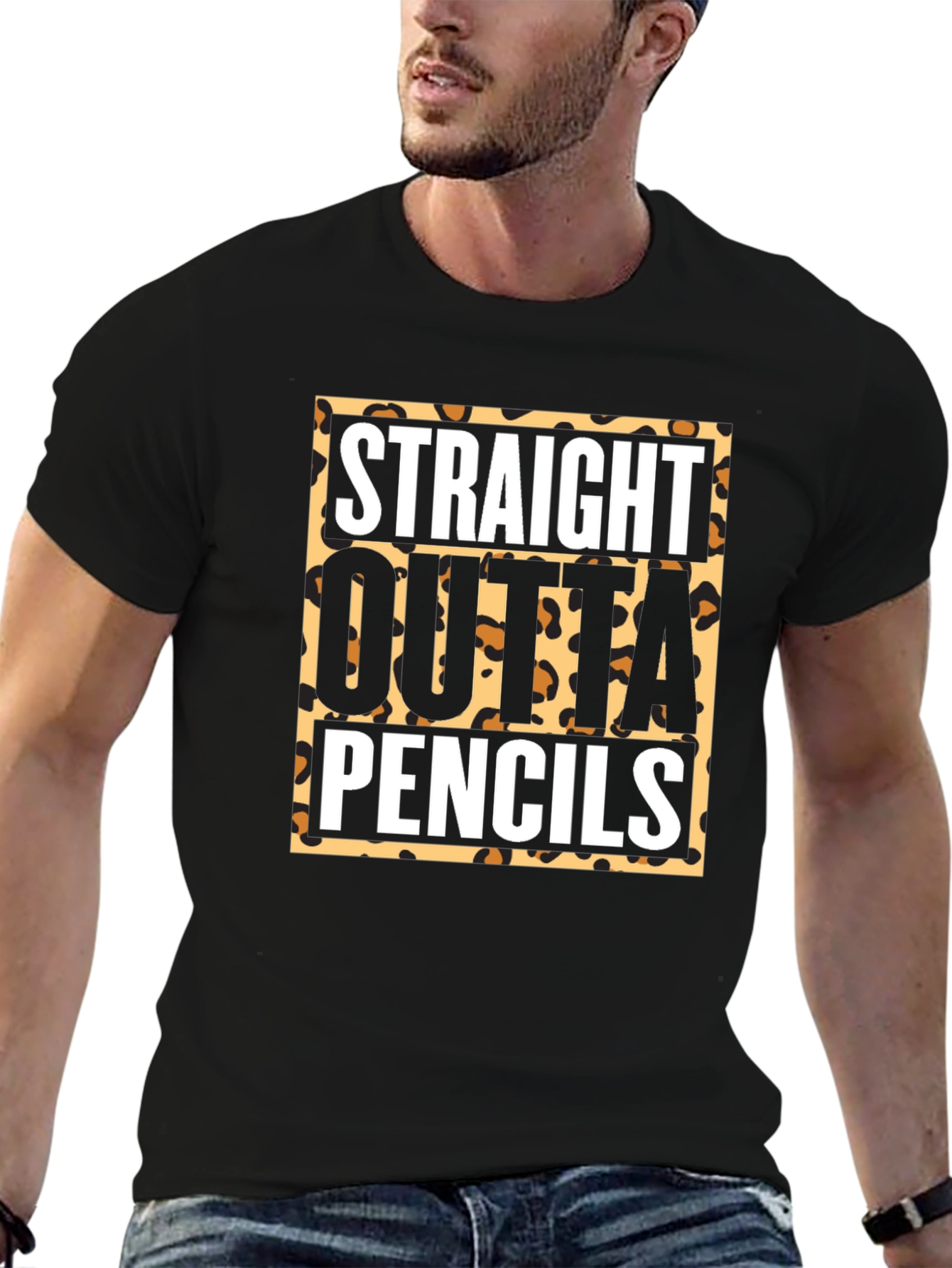 Straight Outta Pencils T-Shirt - Leopard Print