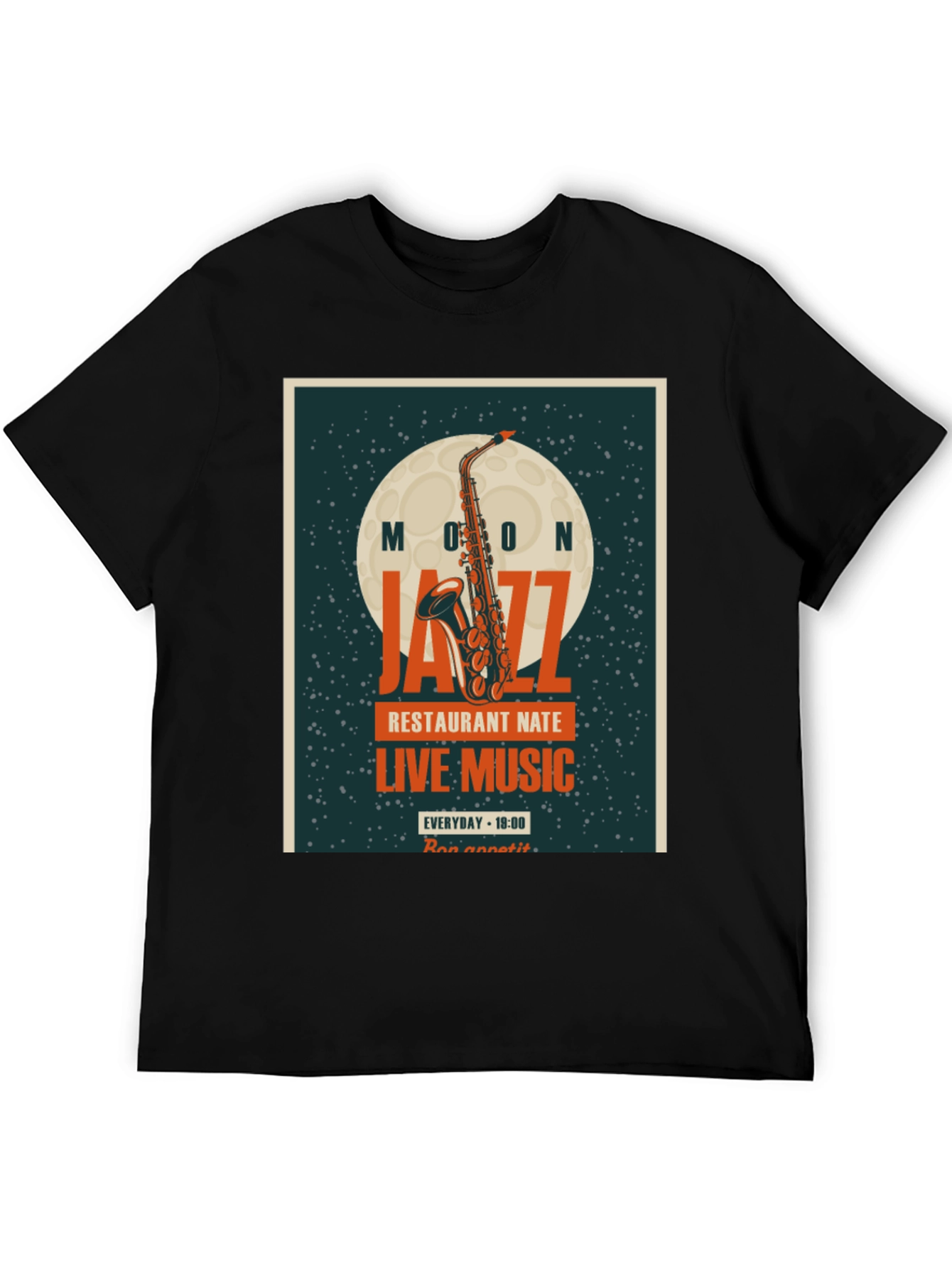 Moon Jazz Saxophone Graphic T-Shirt