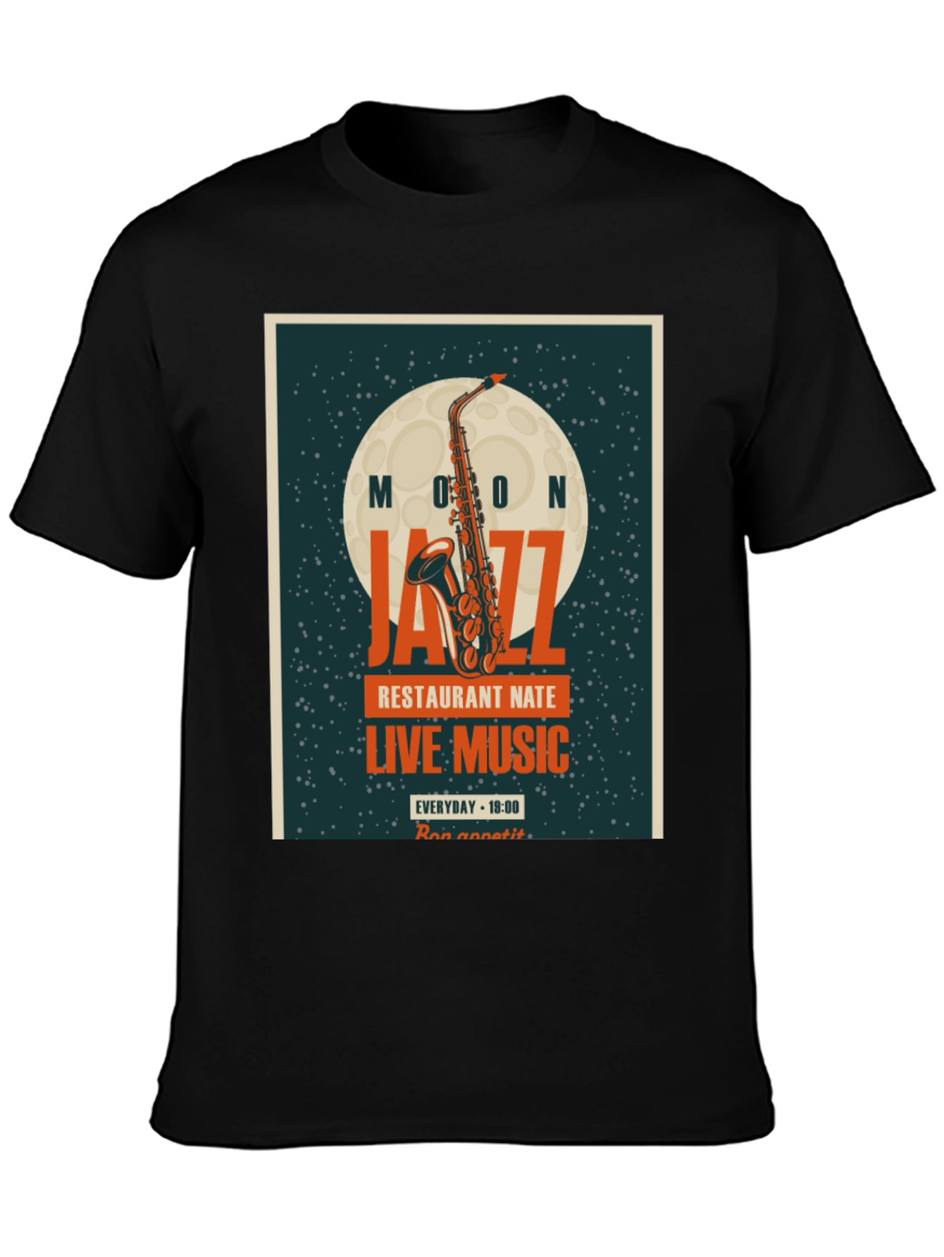 Moon Jazz Saxophone Graphic T-Shirt