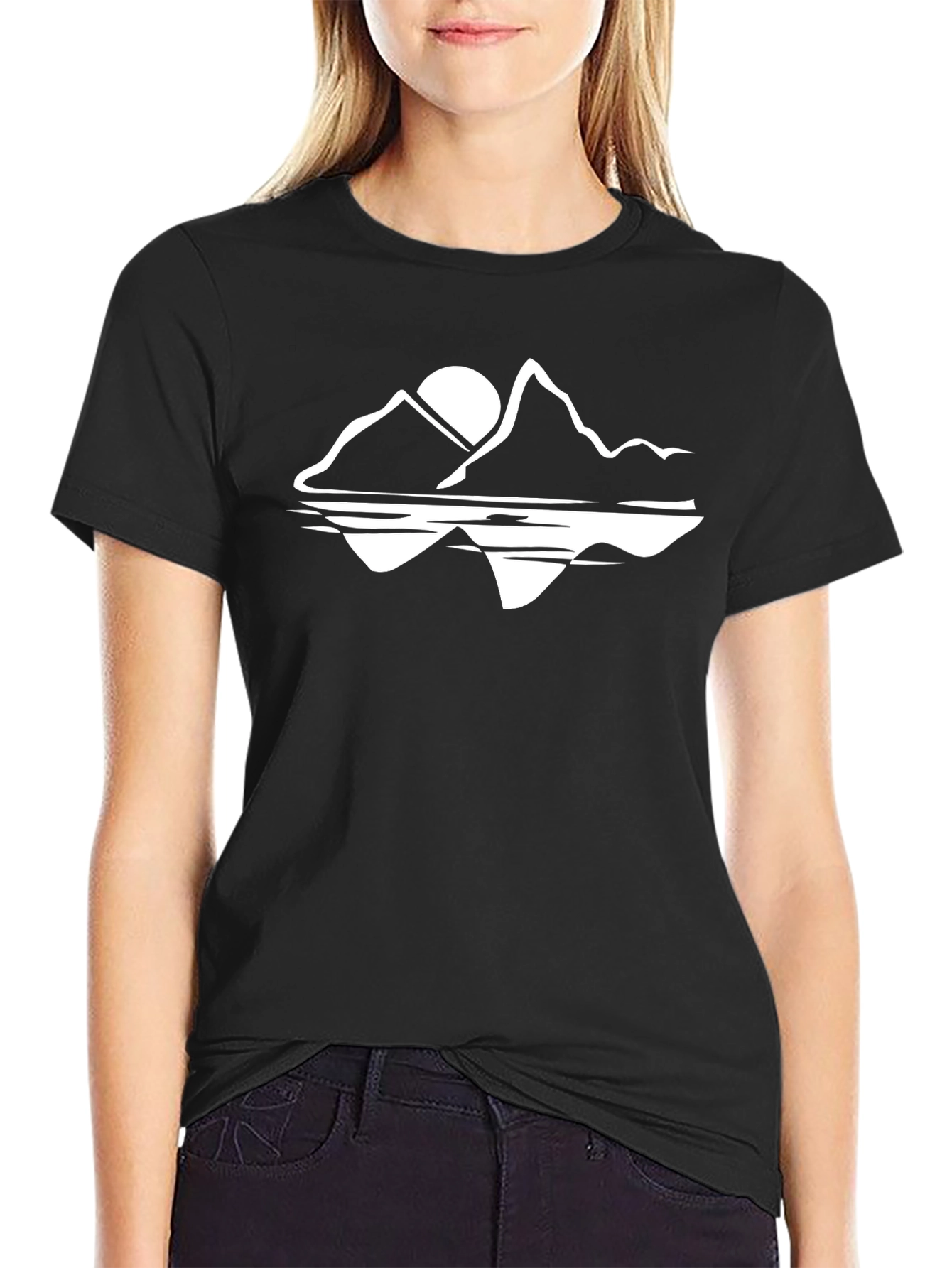 Mountain Reflection Graphic T-Shirt - Black
