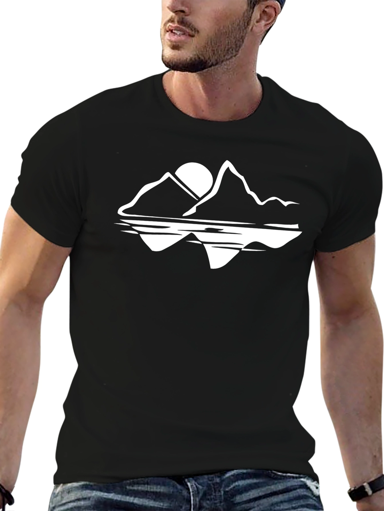 Mountain Reflection Graphic T-Shirt - Black