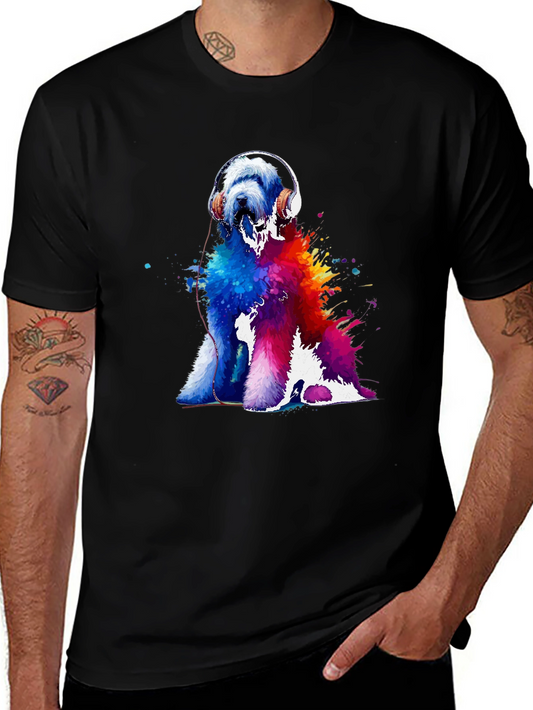 Colorful Dog Headphones Graphic Tee