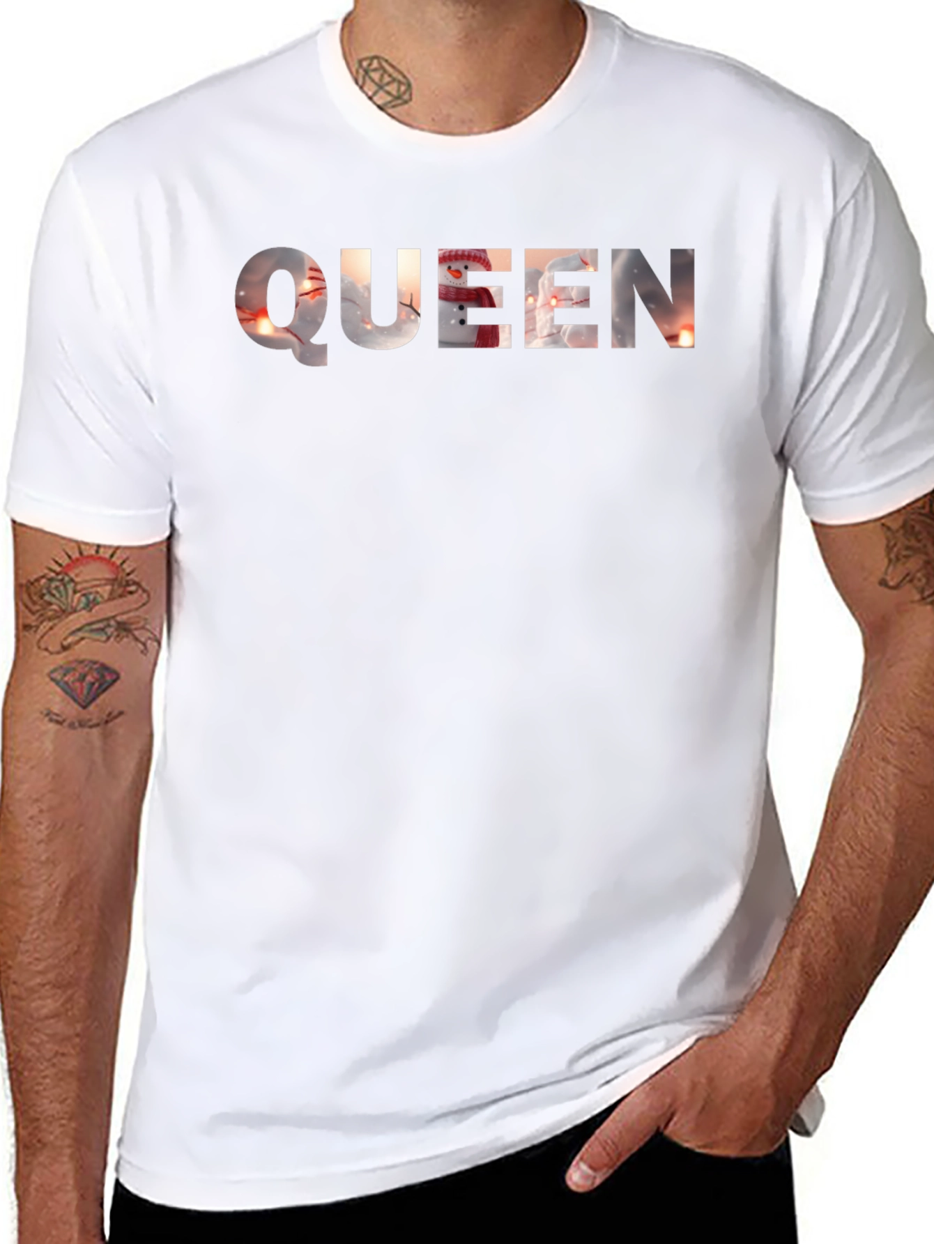 Queen Snowman Graphic Black T-Shirt