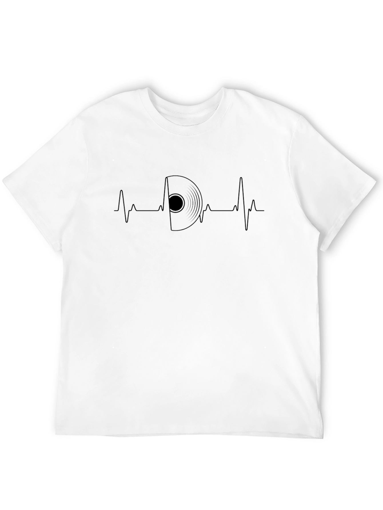 Vinyl Record Heartbeat Black Graphic Tee