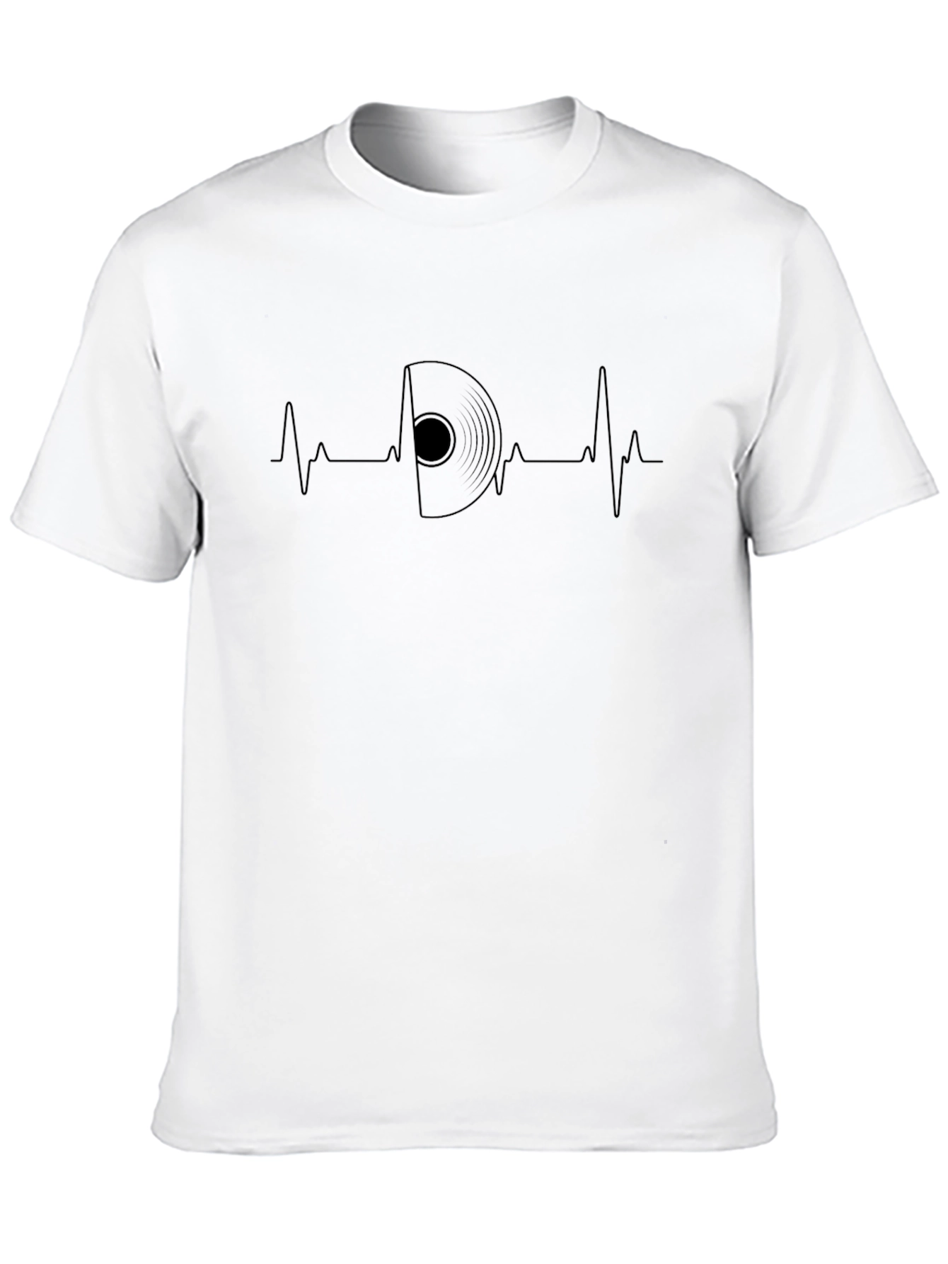 Vinyl Record Heartbeat Black Graphic Tee