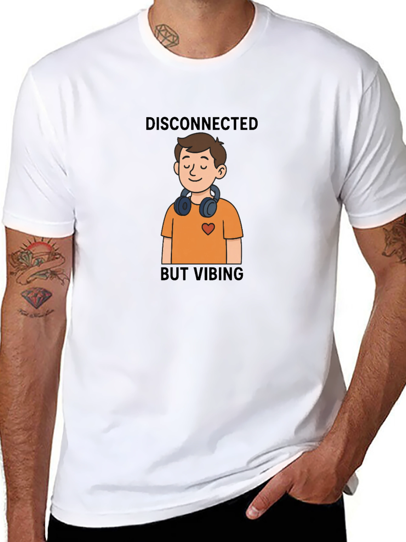 Disconnected But Vibing Black T-Shirt
