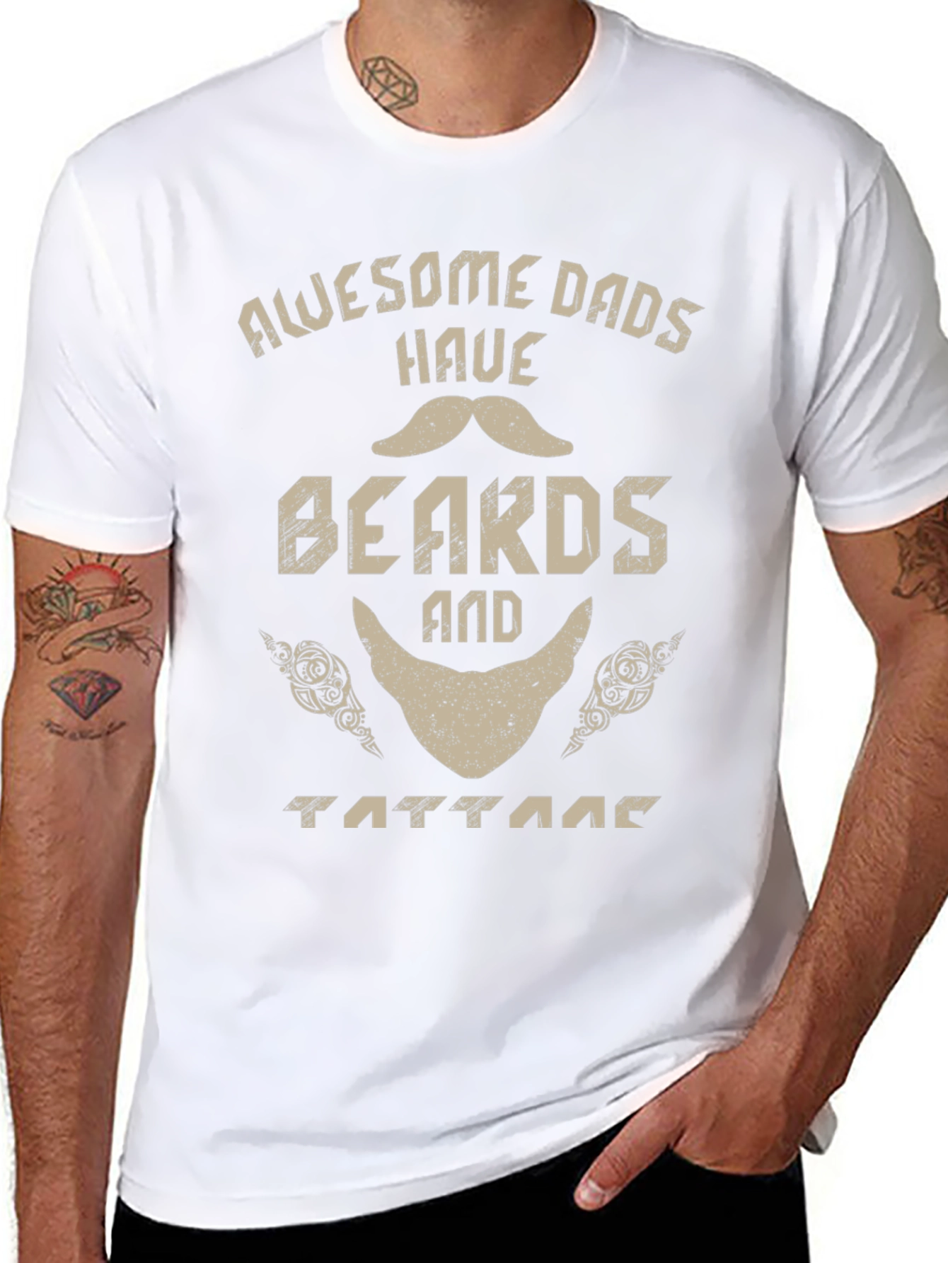 Awesome Dads Have Beards and Tattoos T-Shirt