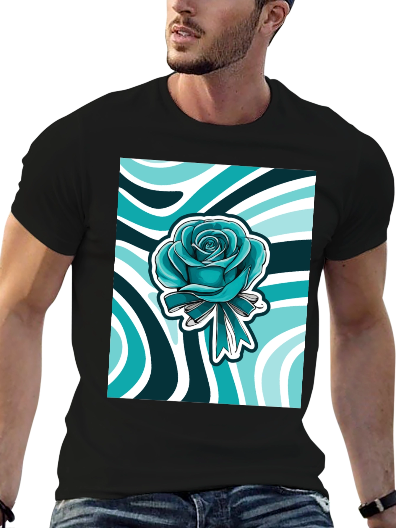 Blue Rose Graphic Print Tee
