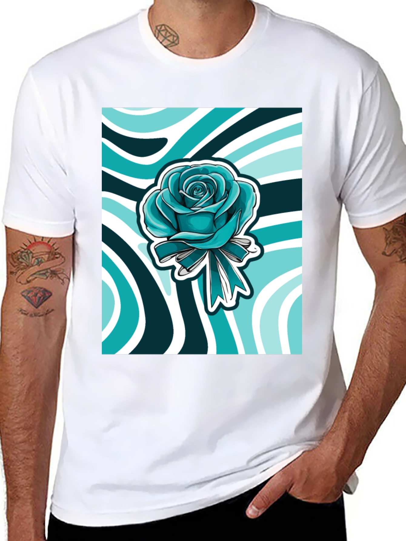 Blue Rose Graphic Print Tee