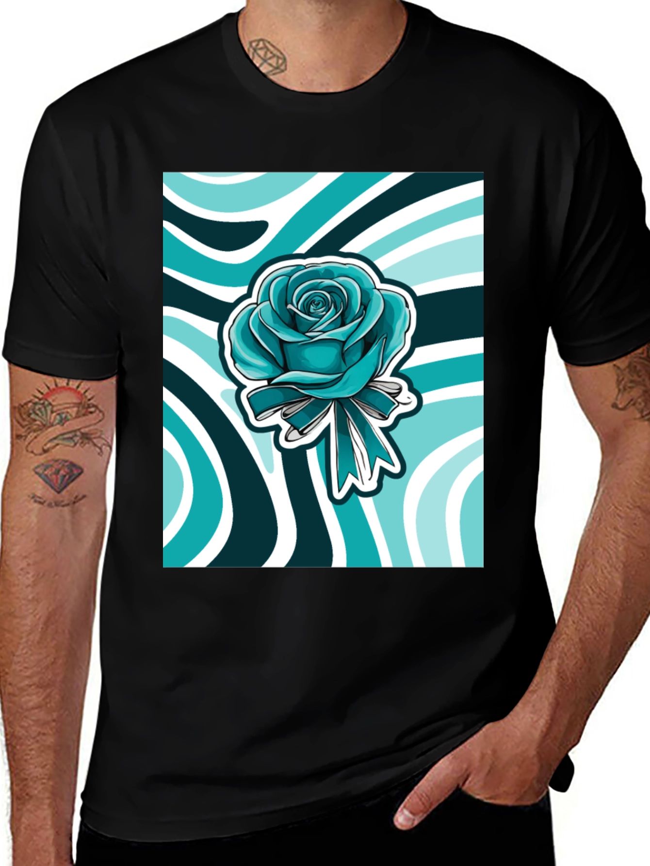 Blue Rose Graphic Print Tee