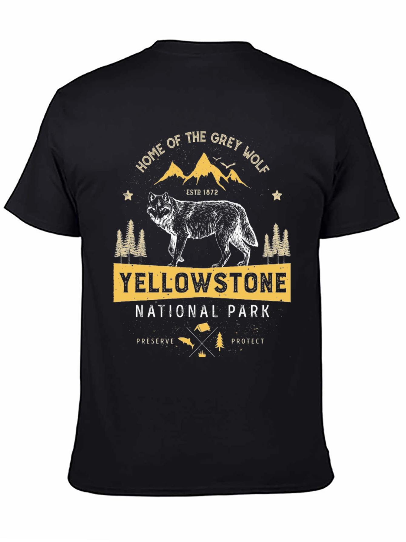 Yellowstone National Park Grey Wolf Graphic Tee