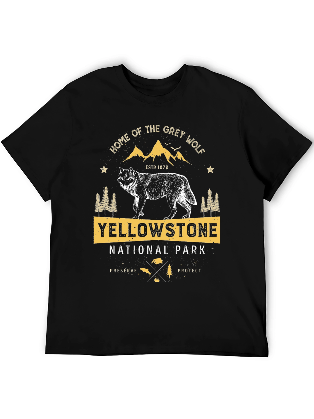 Yellowstone National Park Grey Wolf Graphic Tee