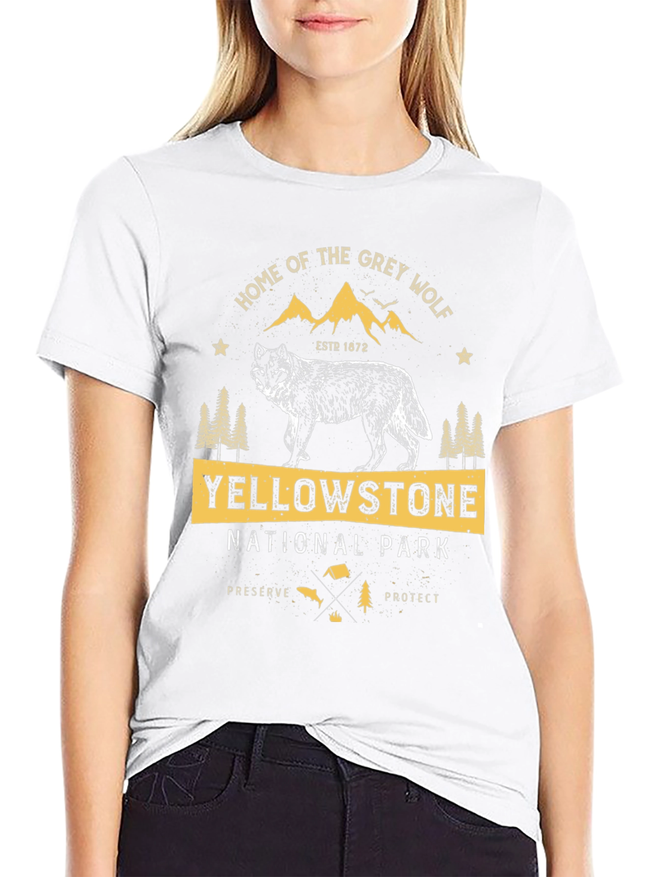 Yellowstone National Park Grey Wolf Graphic Tee