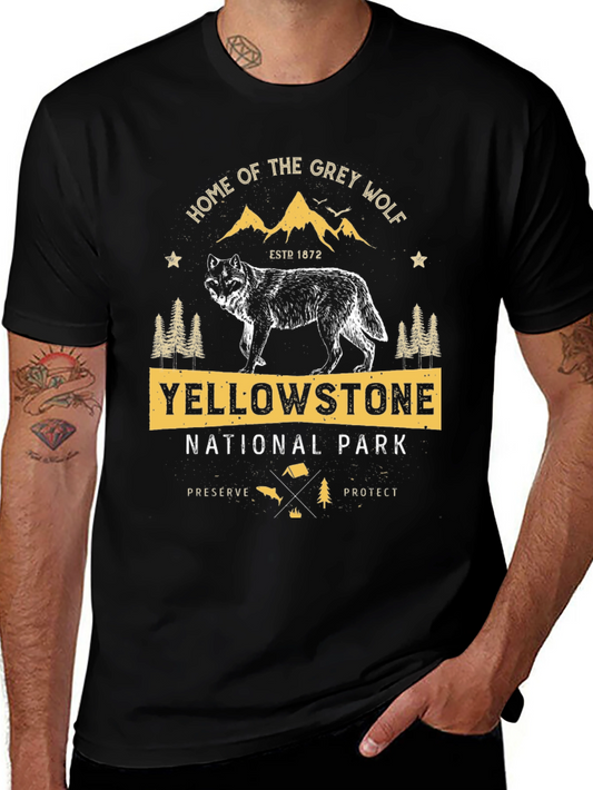 Yellowstone National Park Grey Wolf Graphic Tee