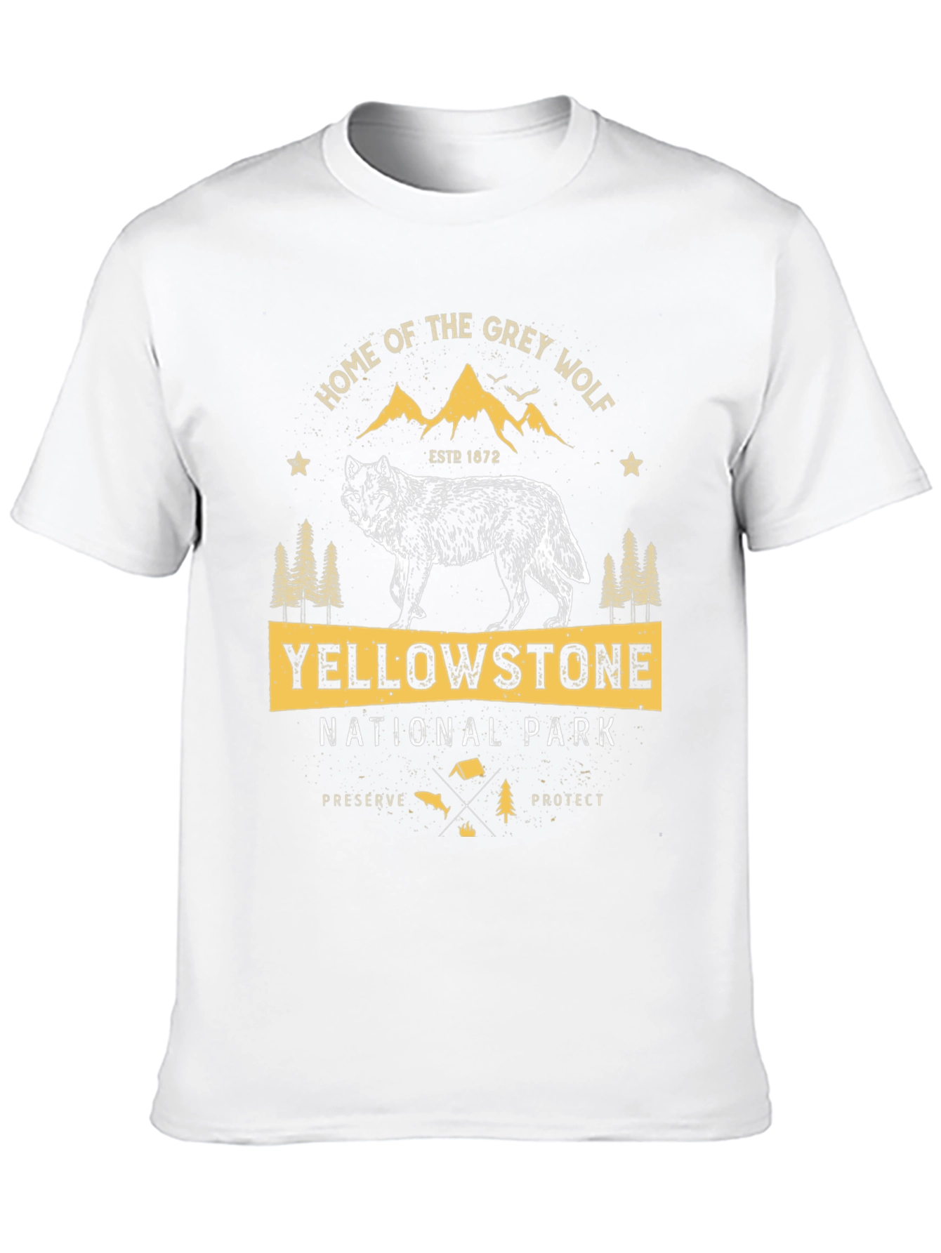 Yellowstone National Park Grey Wolf Graphic Tee