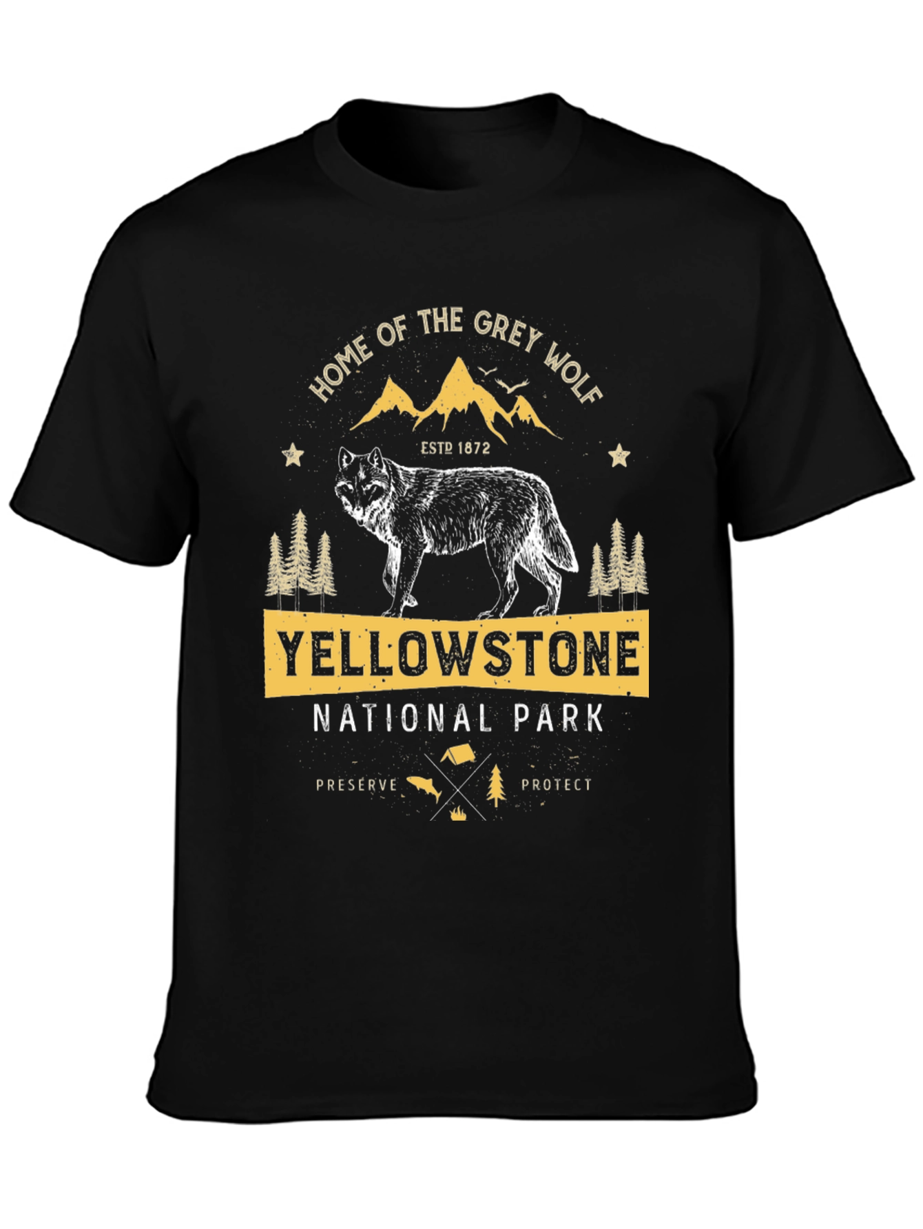 Yellowstone National Park Grey Wolf Graphic Tee