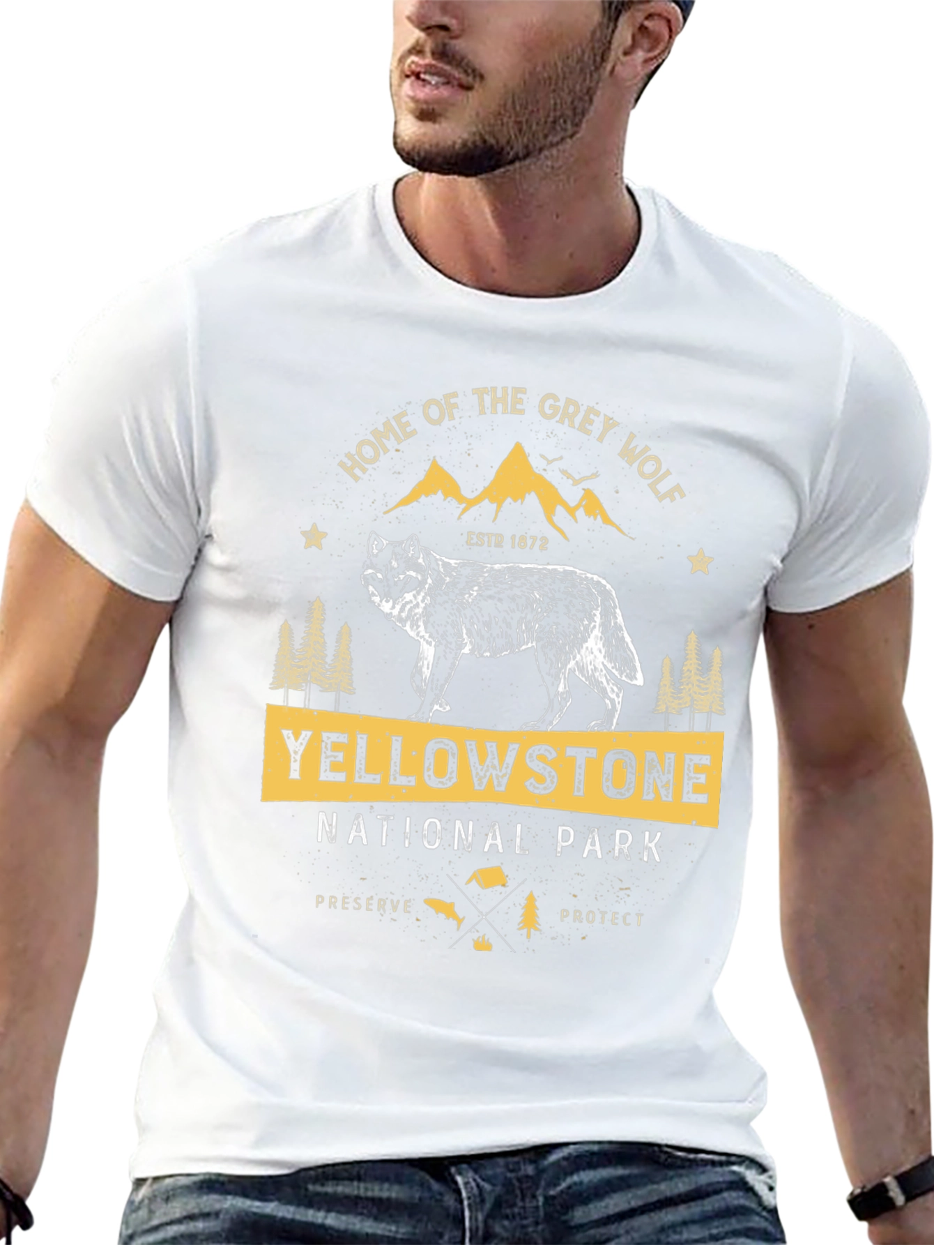 Yellowstone National Park Grey Wolf Graphic Tee