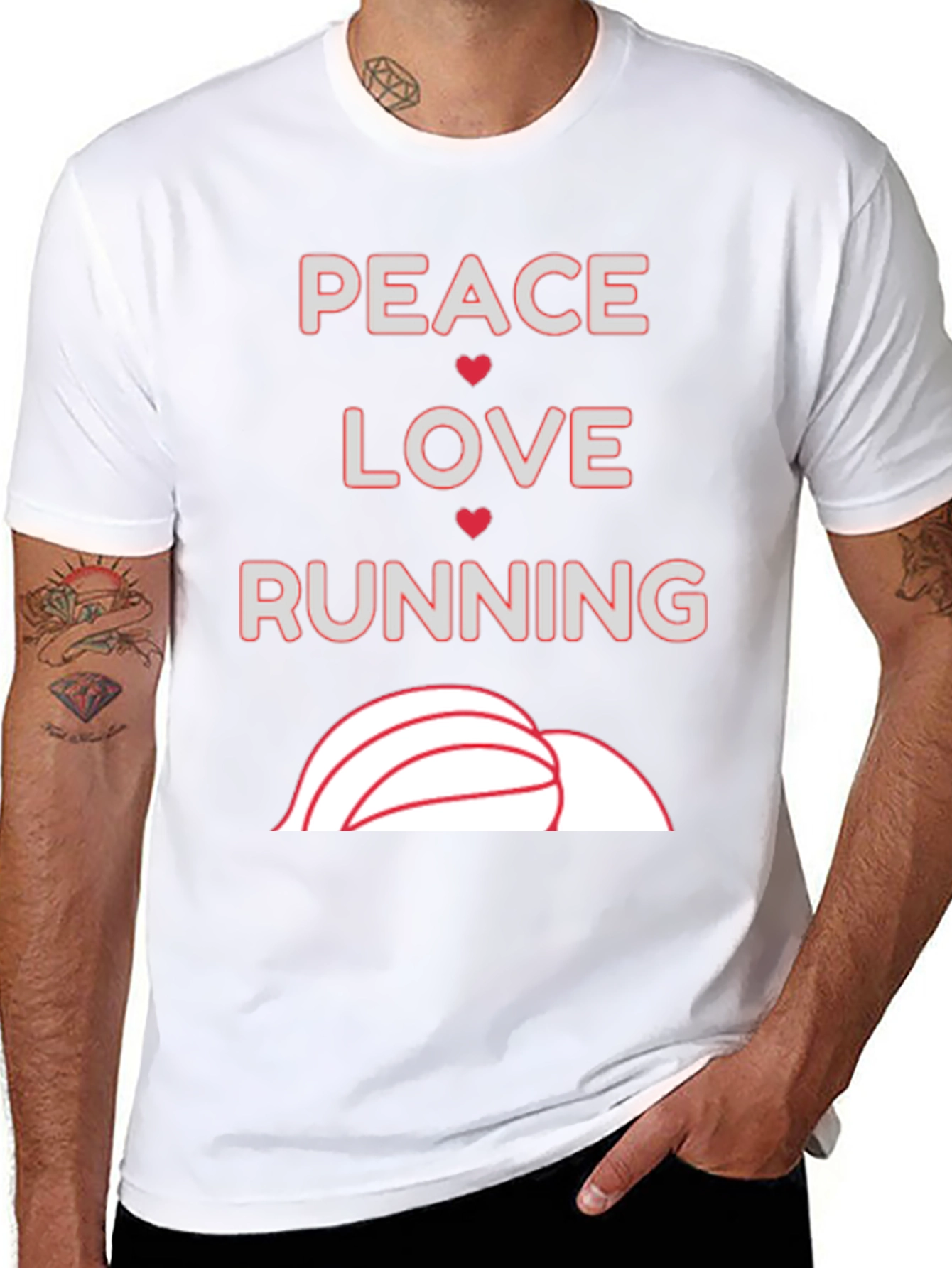Peace Love Running Graphic T-Shirt
