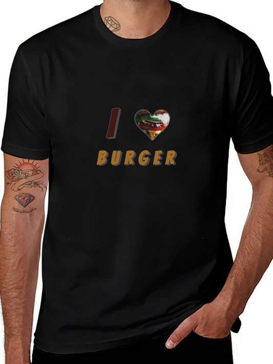 I Heart Burger T-Shirt - Casual Black Tee